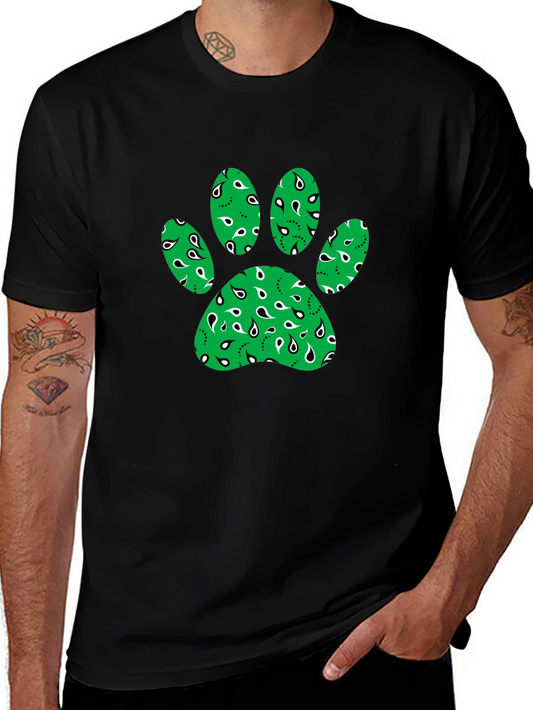 Green Paw Print Bandana Design T-Shirt