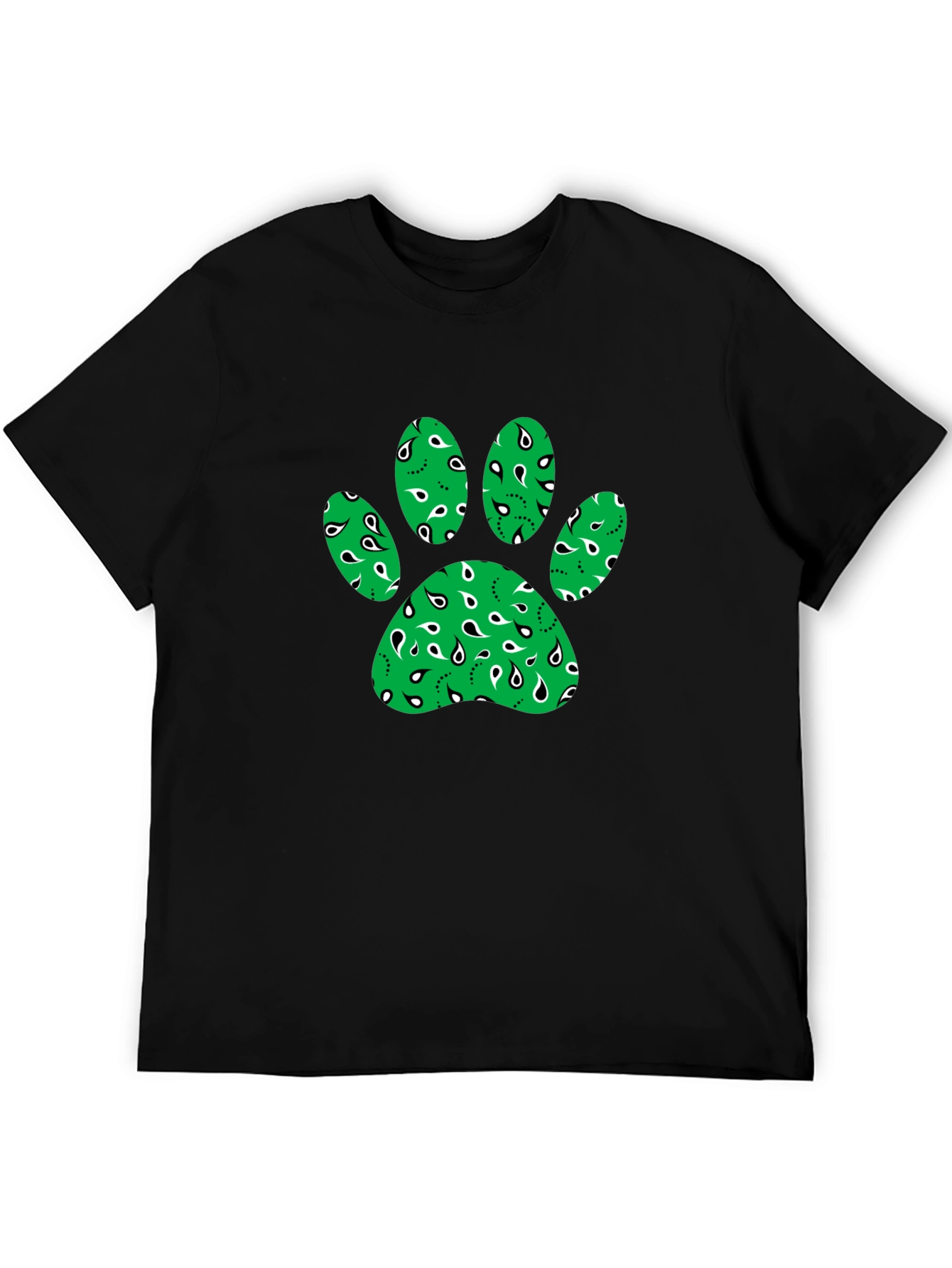 Green Paw Print Bandana Design T-Shirt