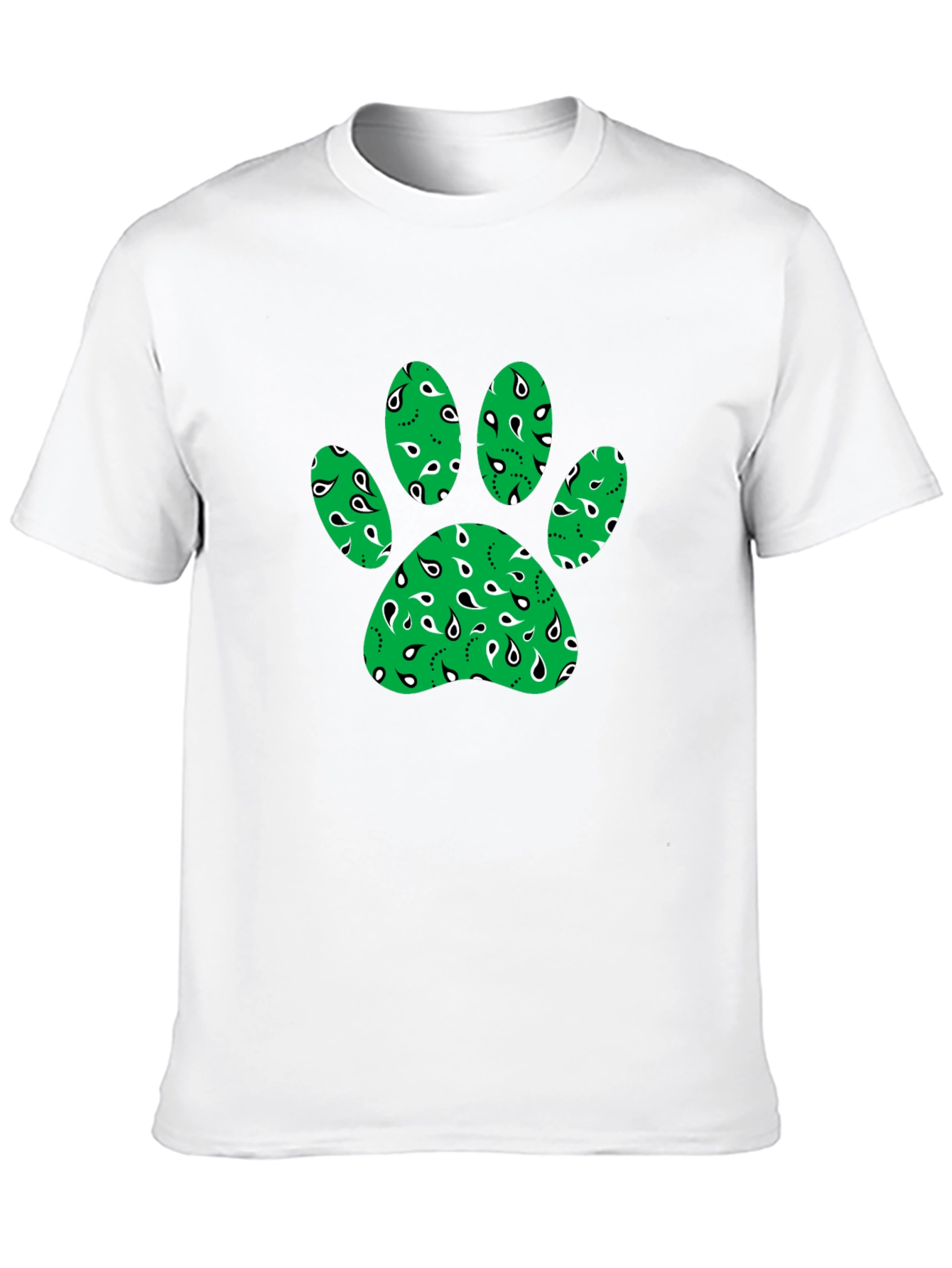 Green Paw Print Bandana Design T-Shirt