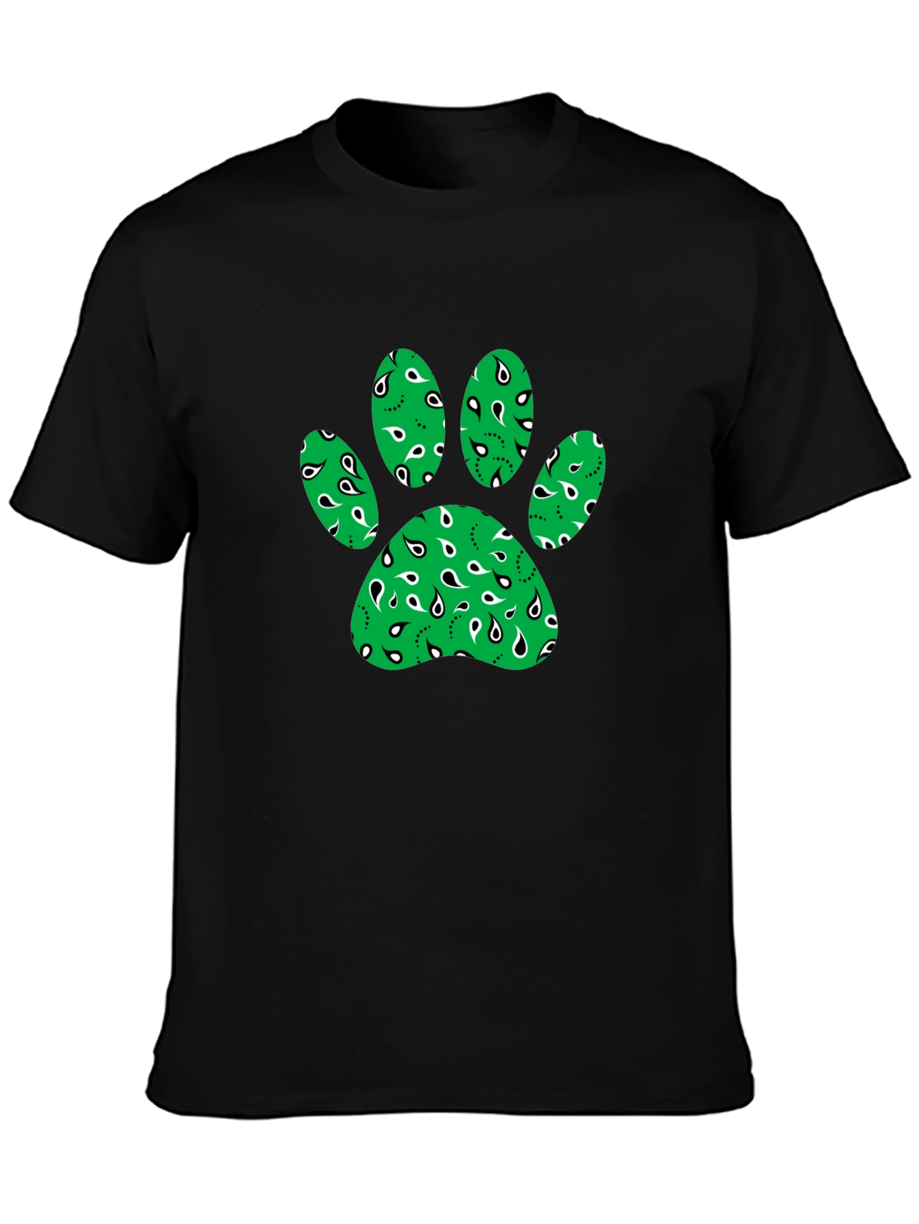 Green Paw Print Bandana Design T-Shirt