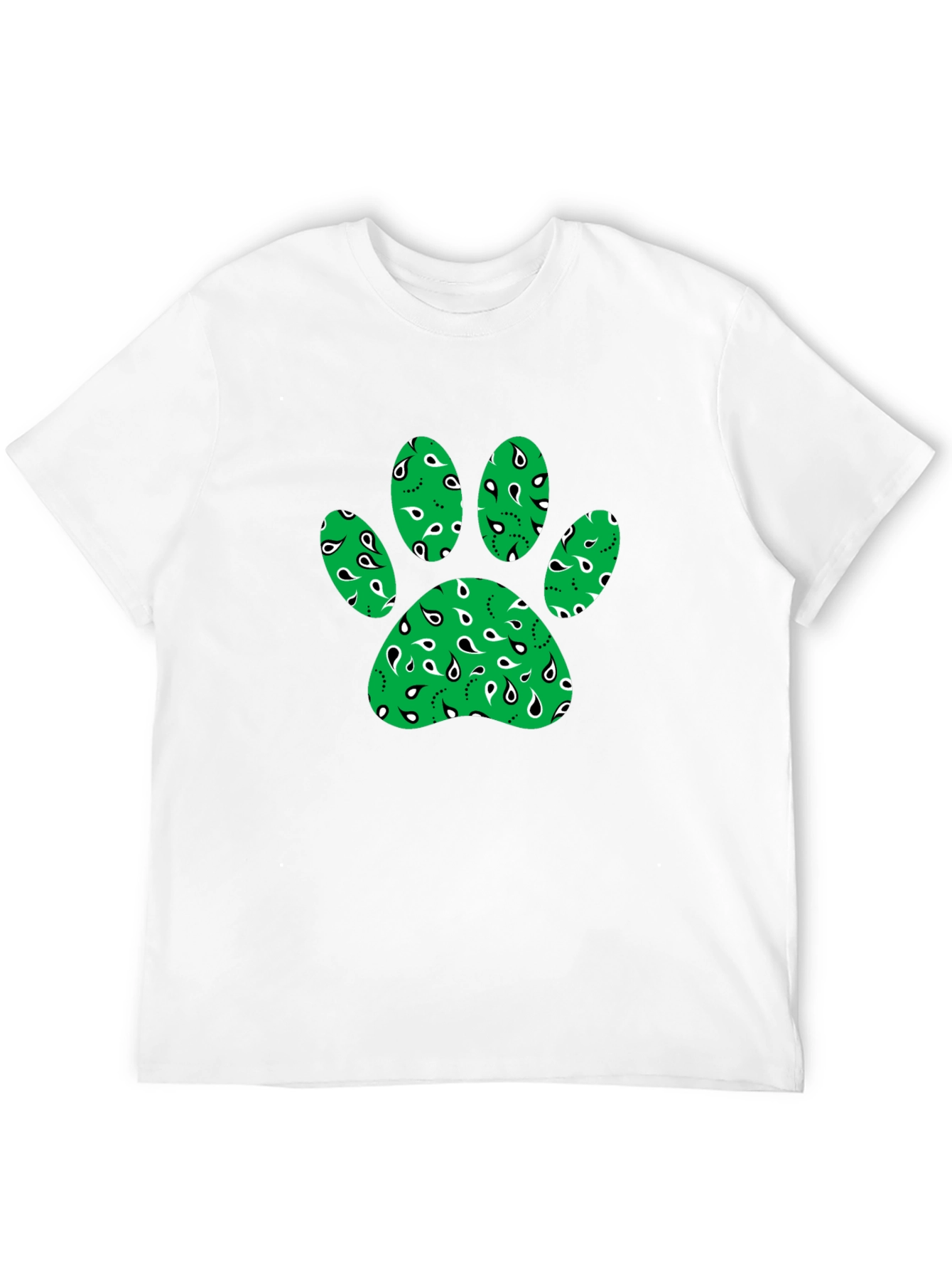 Green Paw Print Bandana Design T-Shirt
