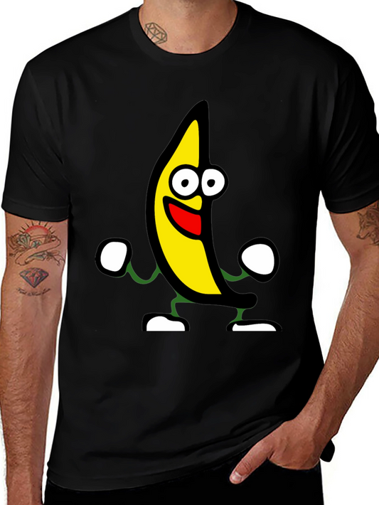 Funny Banana Cartoon Graphic Black T-Shirt
