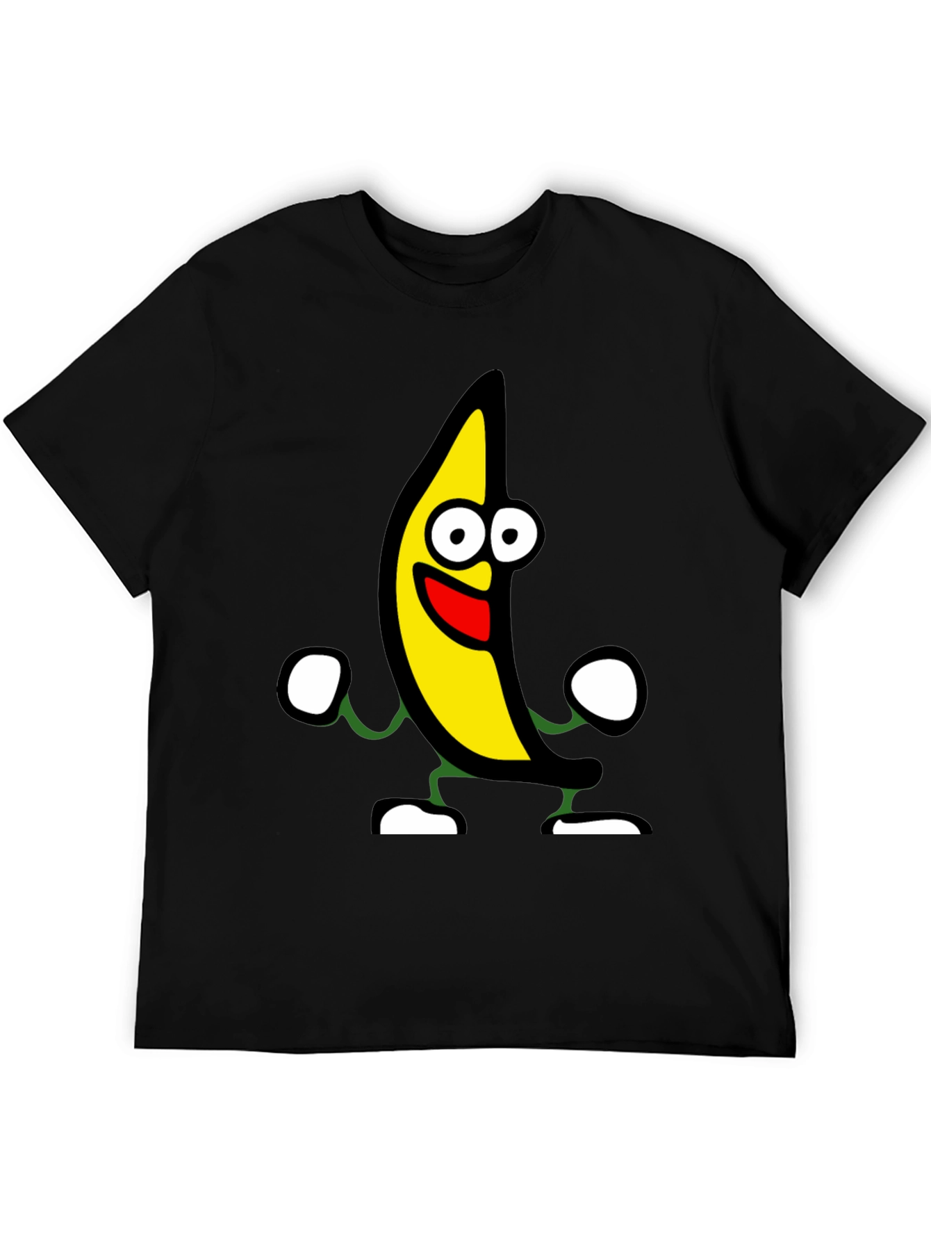 Funny Banana Cartoon Graphic Black T-Shirt