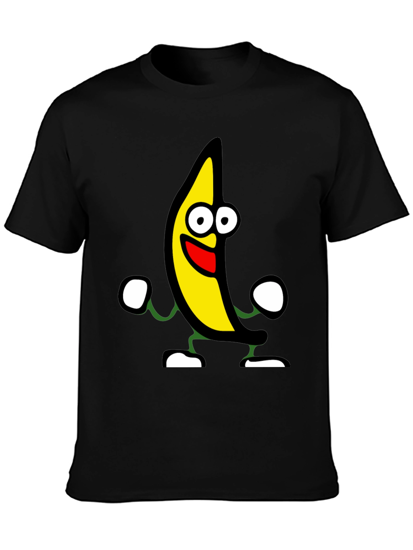Funny Banana Cartoon Graphic Black T-Shirt