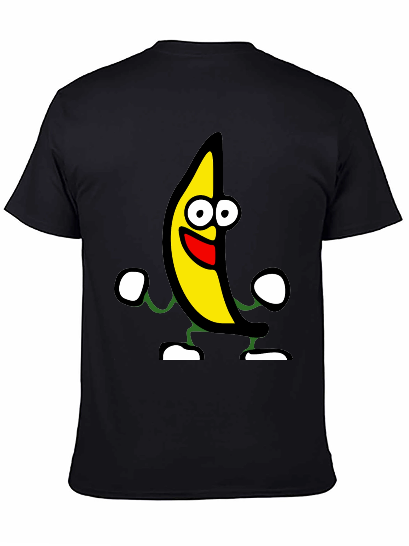 Funny Banana Cartoon Graphic Black T-Shirt