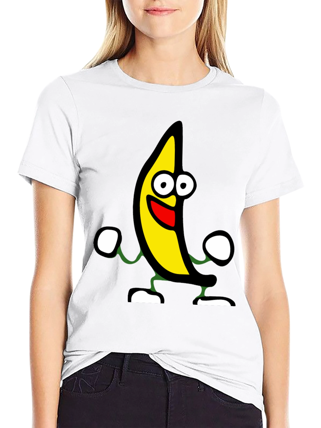 Funny Banana Cartoon Graphic Black T-Shirt