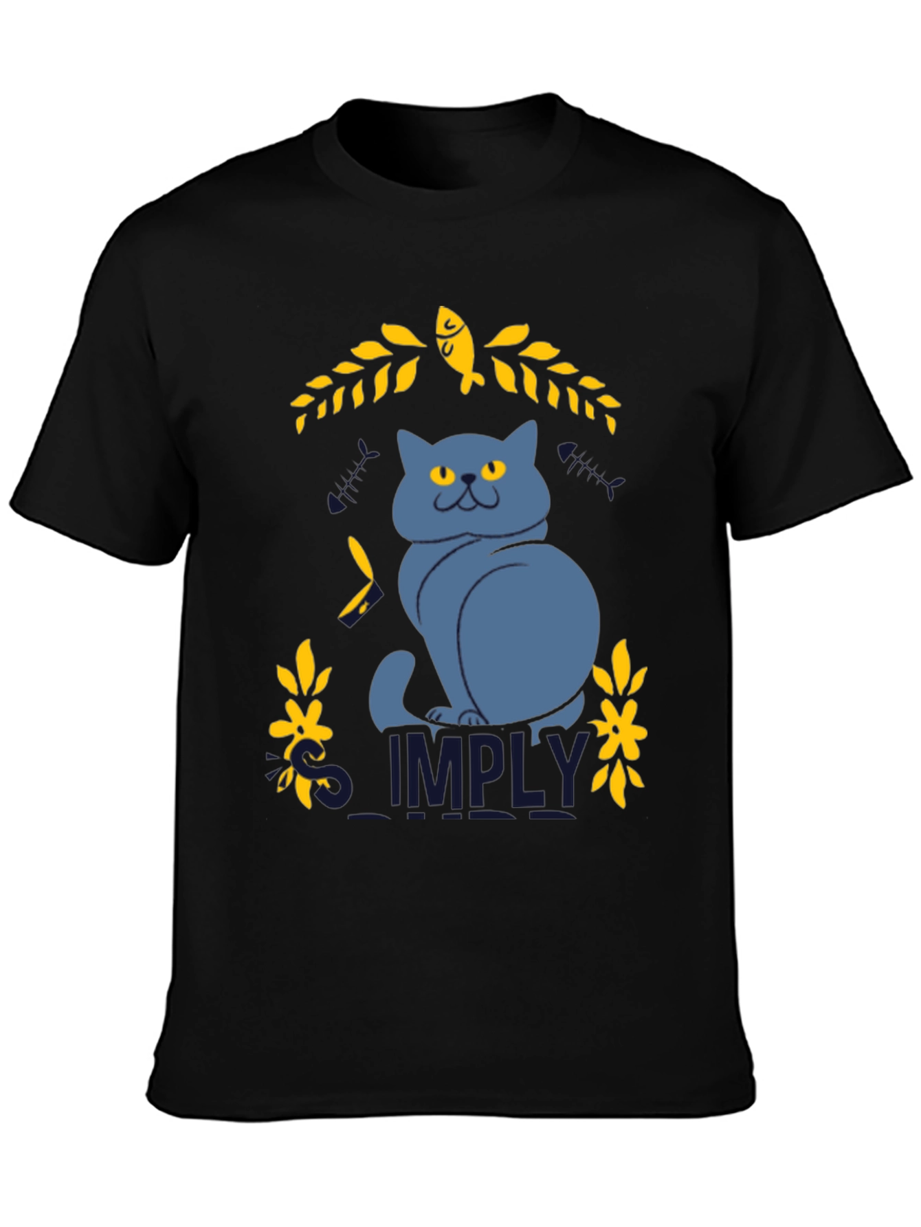 Simply Cat Graphic Tee - Black Cotton T-Shirt