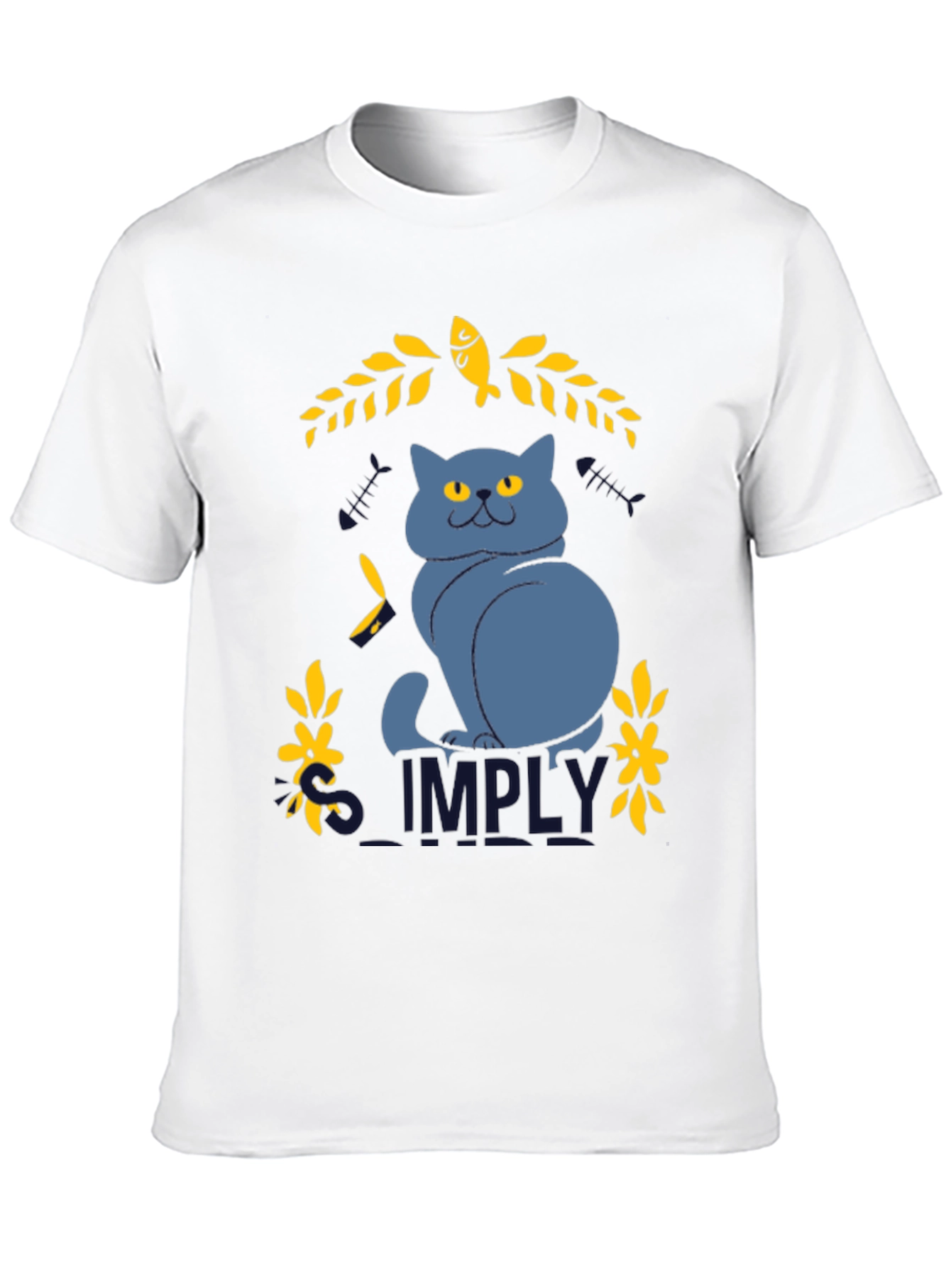 Simply Cat Graphic Tee - Black Cotton T-Shirt