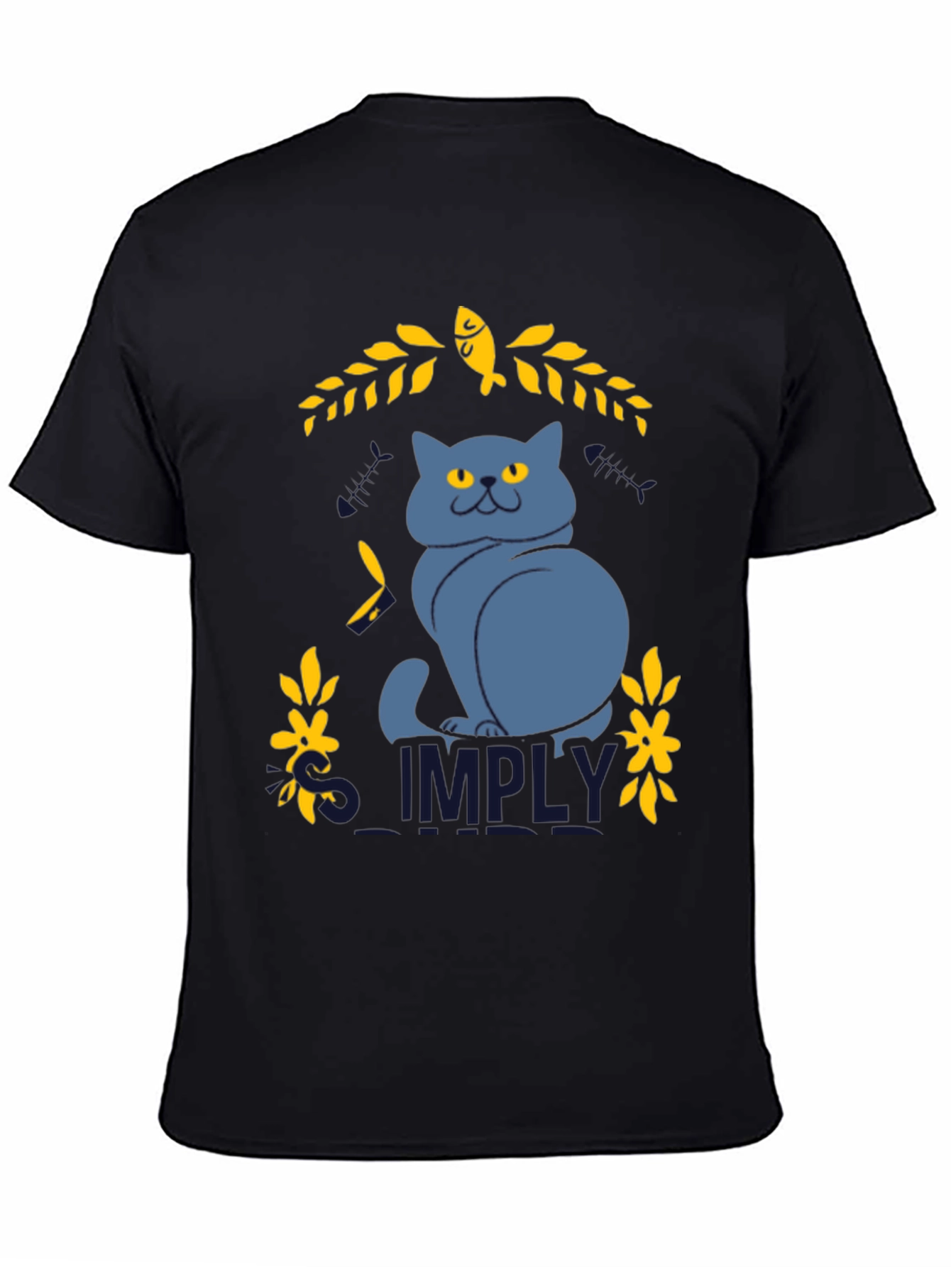 Simply Cat Graphic Tee - Black Cotton T-Shirt