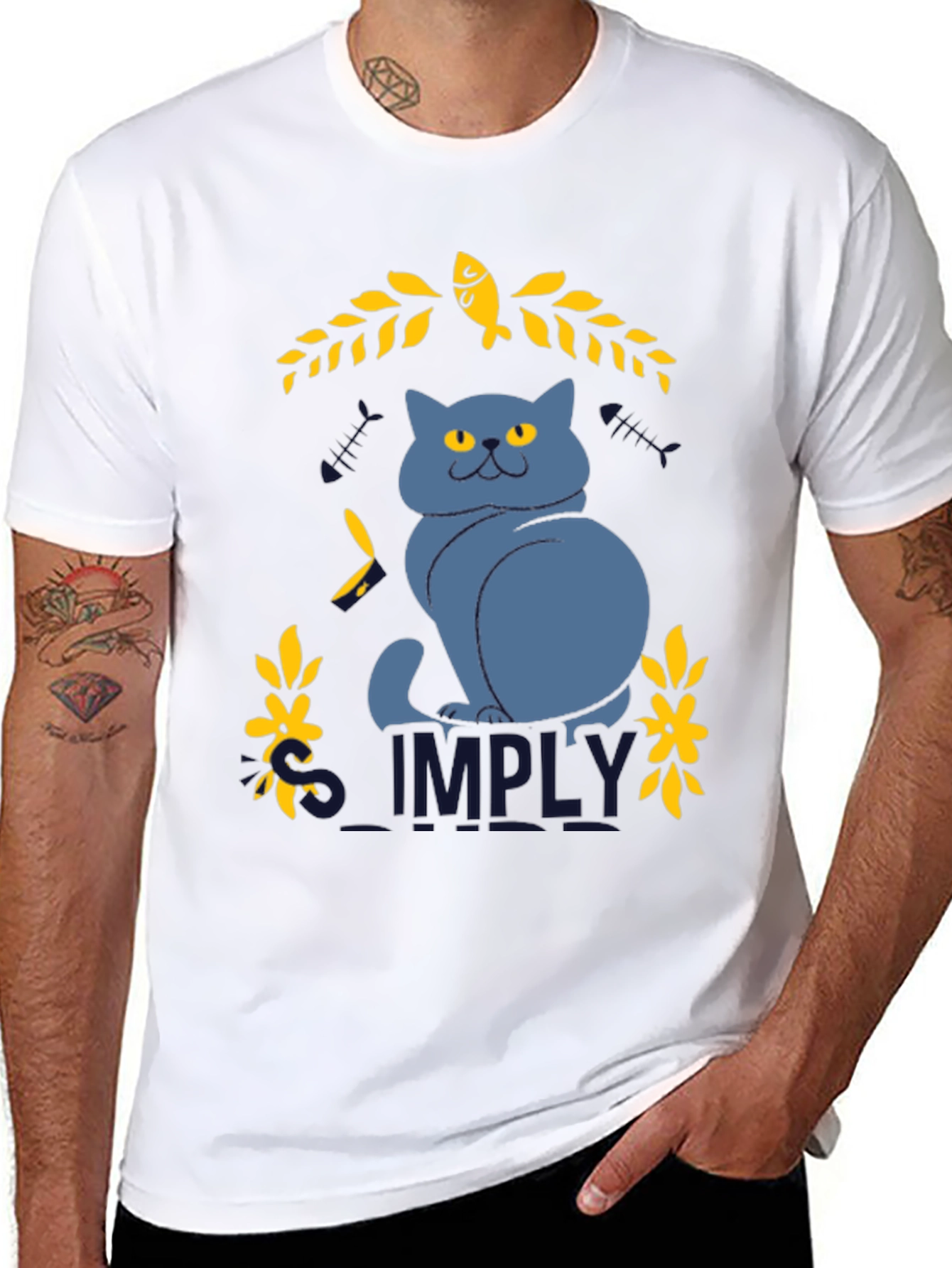 Simply Cat Graphic Tee - Black Cotton T-Shirt