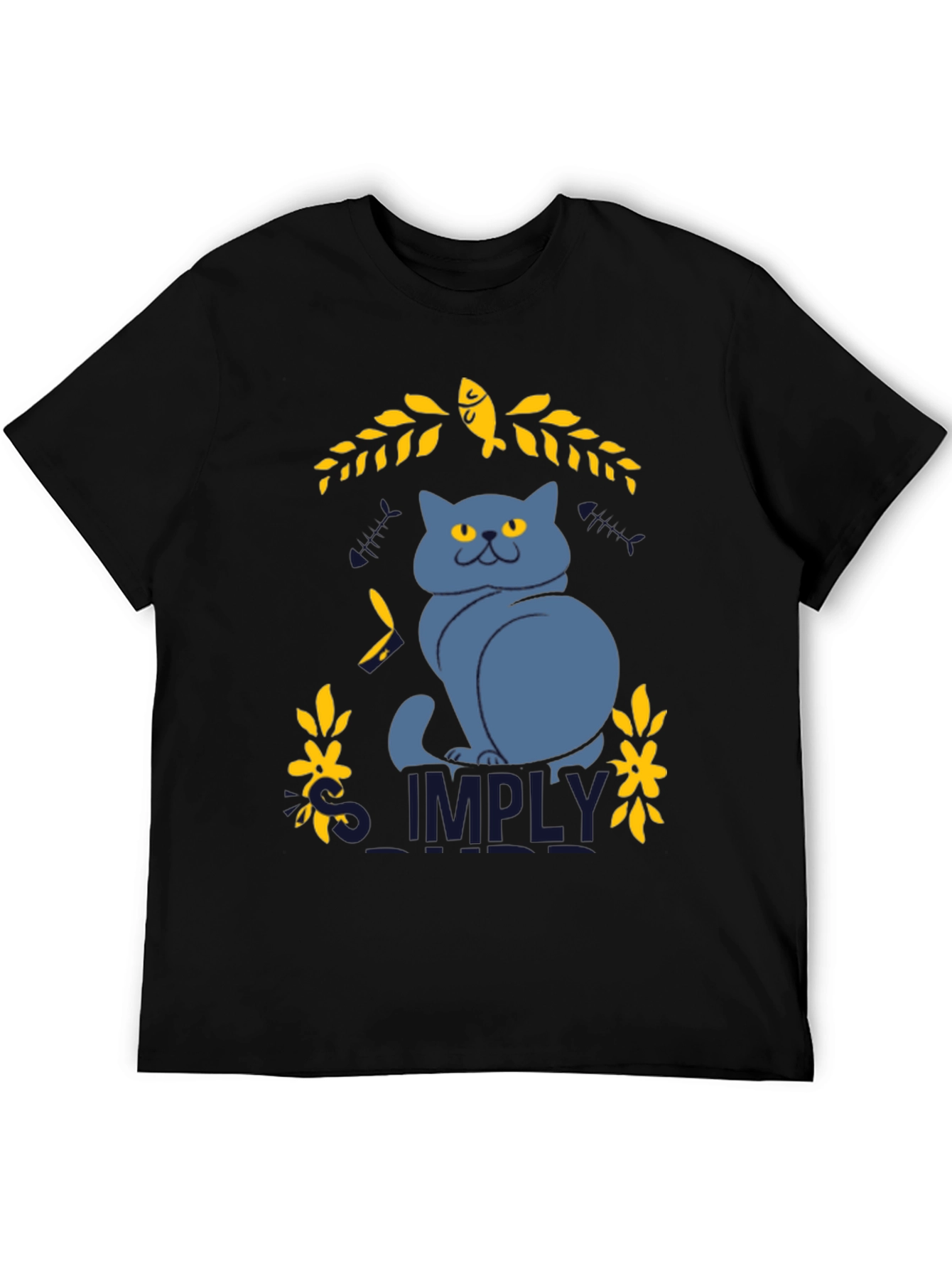 Simply Cat Graphic Tee - Black Cotton T-Shirt