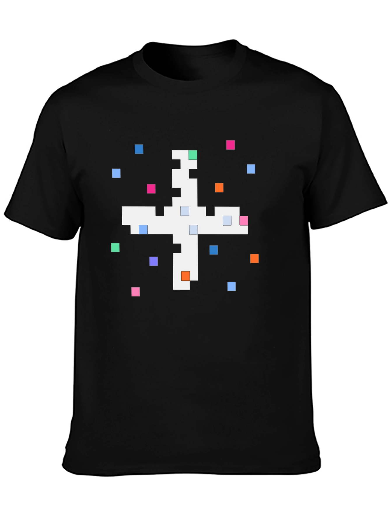 Pixel Art Graphic Tee - Black Cotton Shirt