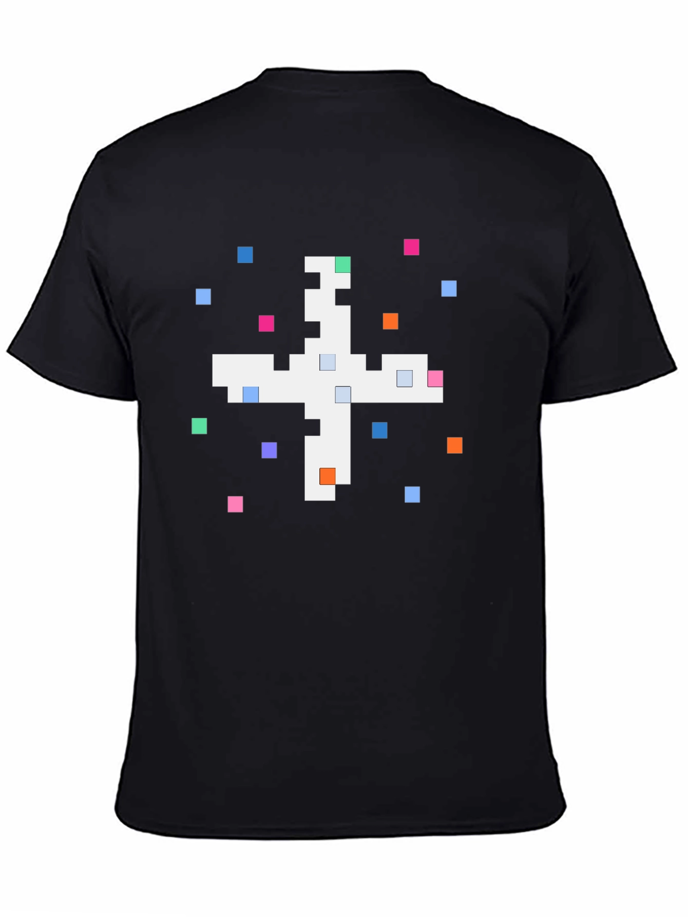 Pixel Art Graphic Tee - Black Cotton Shirt