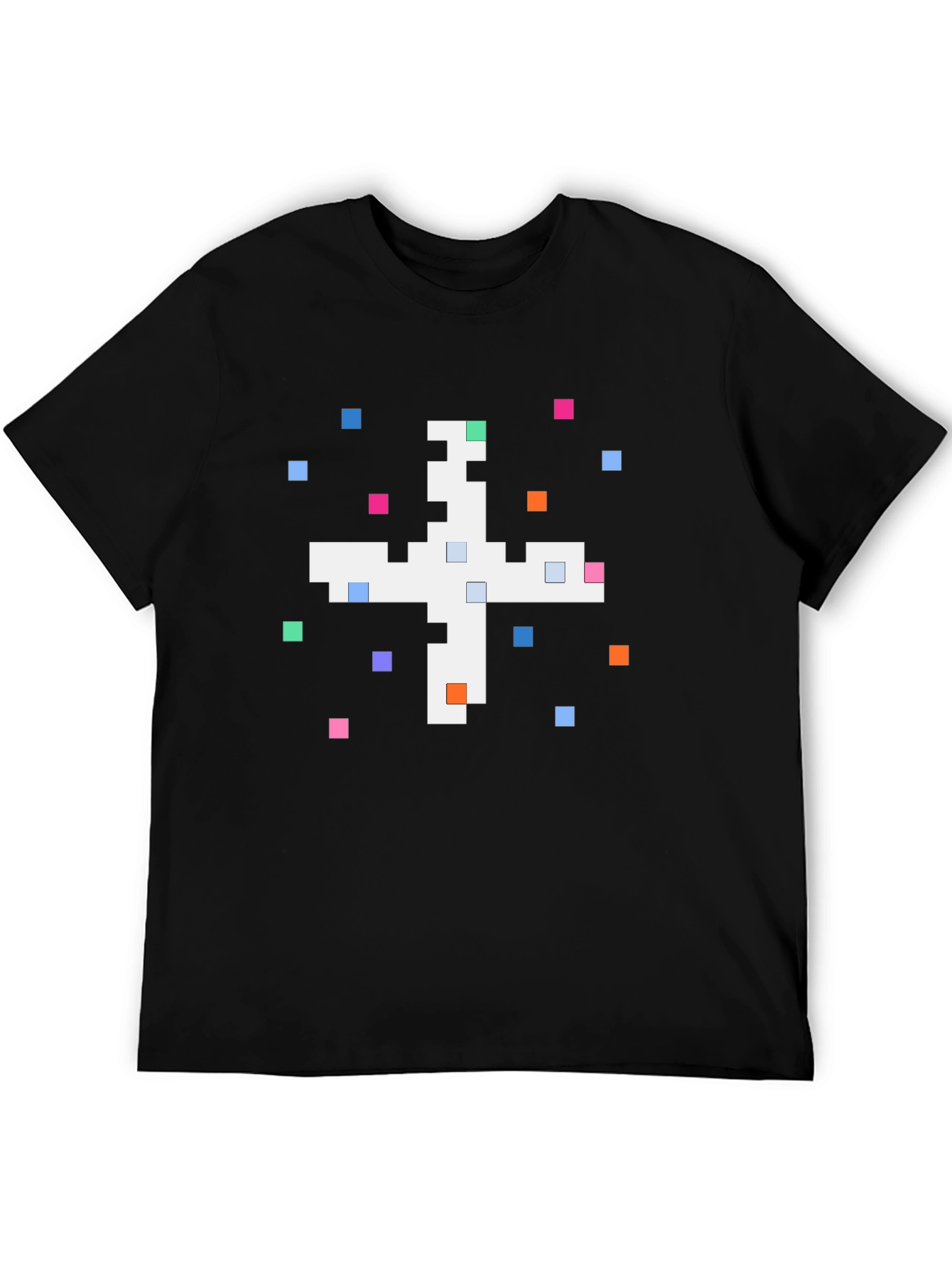 Pixel Art Graphic Tee - Black Cotton Shirt