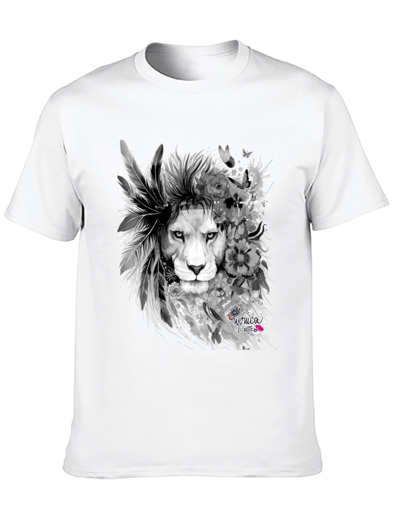 Lion Graphic Print T-Shirt - Mens Black Tee
