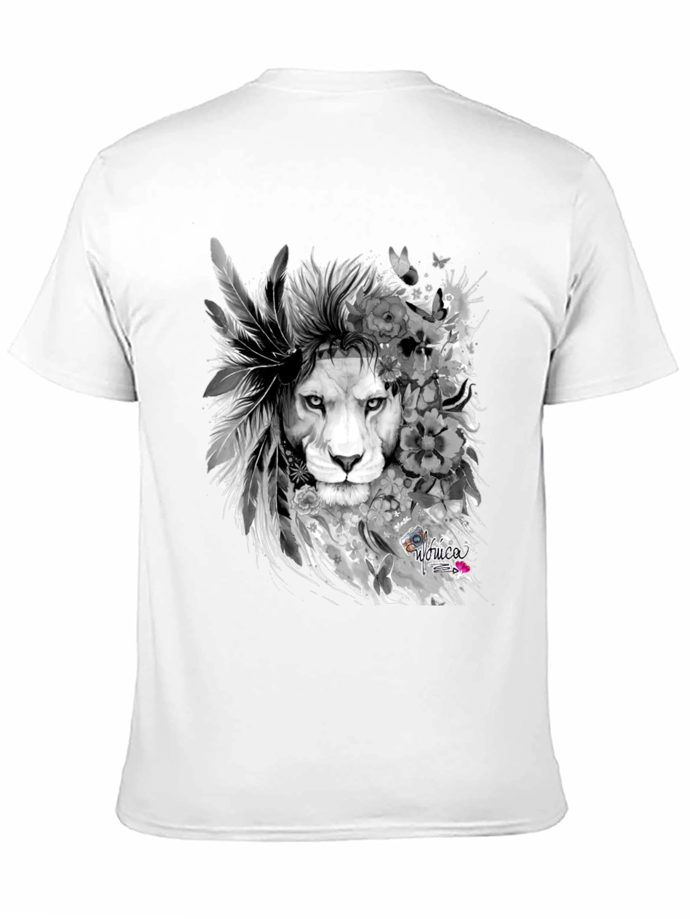 Lion Graphic Print T-Shirt - Mens Black Tee