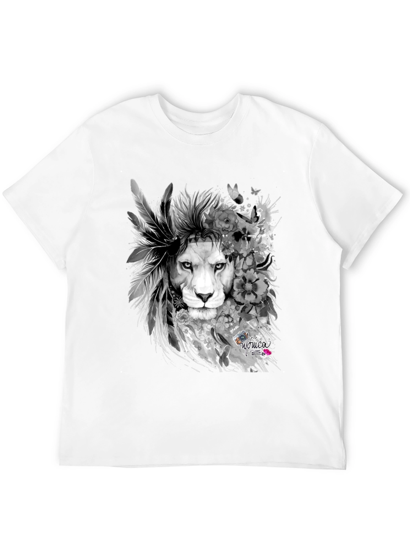 Lion Graphic Print T-Shirt - Mens Black Tee