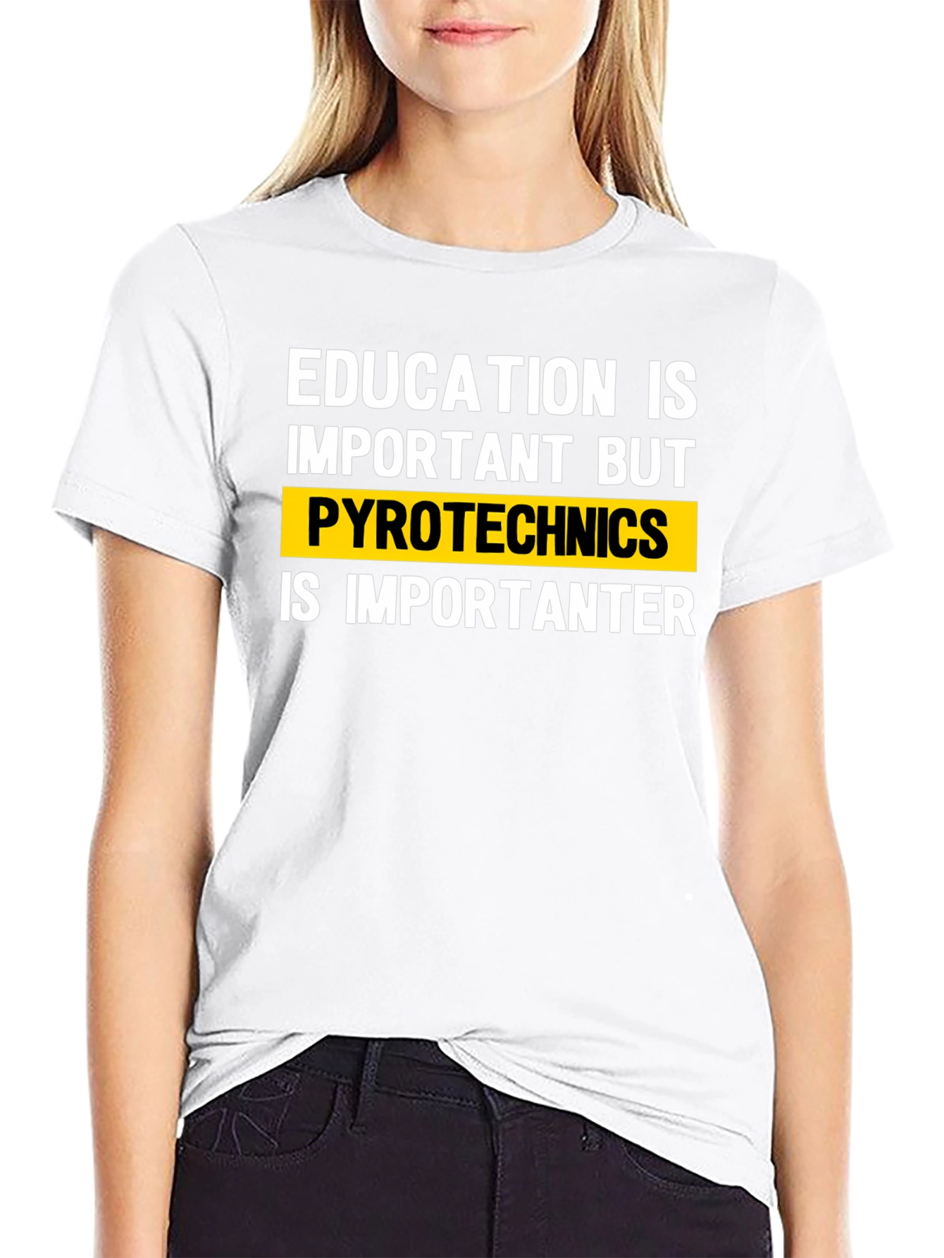 Education vs. Pyrotechnics Funny T-Shirt