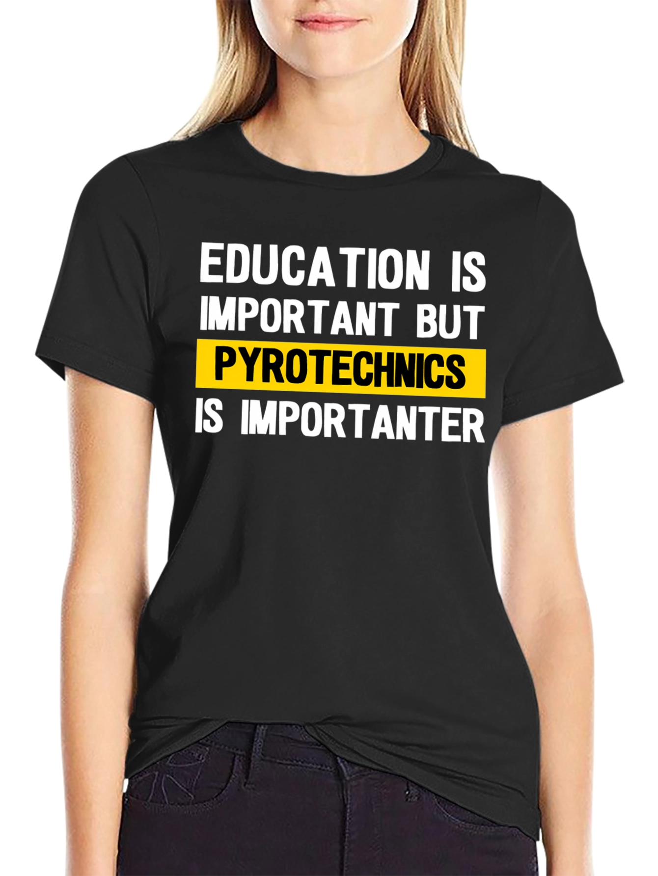 Education vs. Pyrotechnics Funny T-Shirt