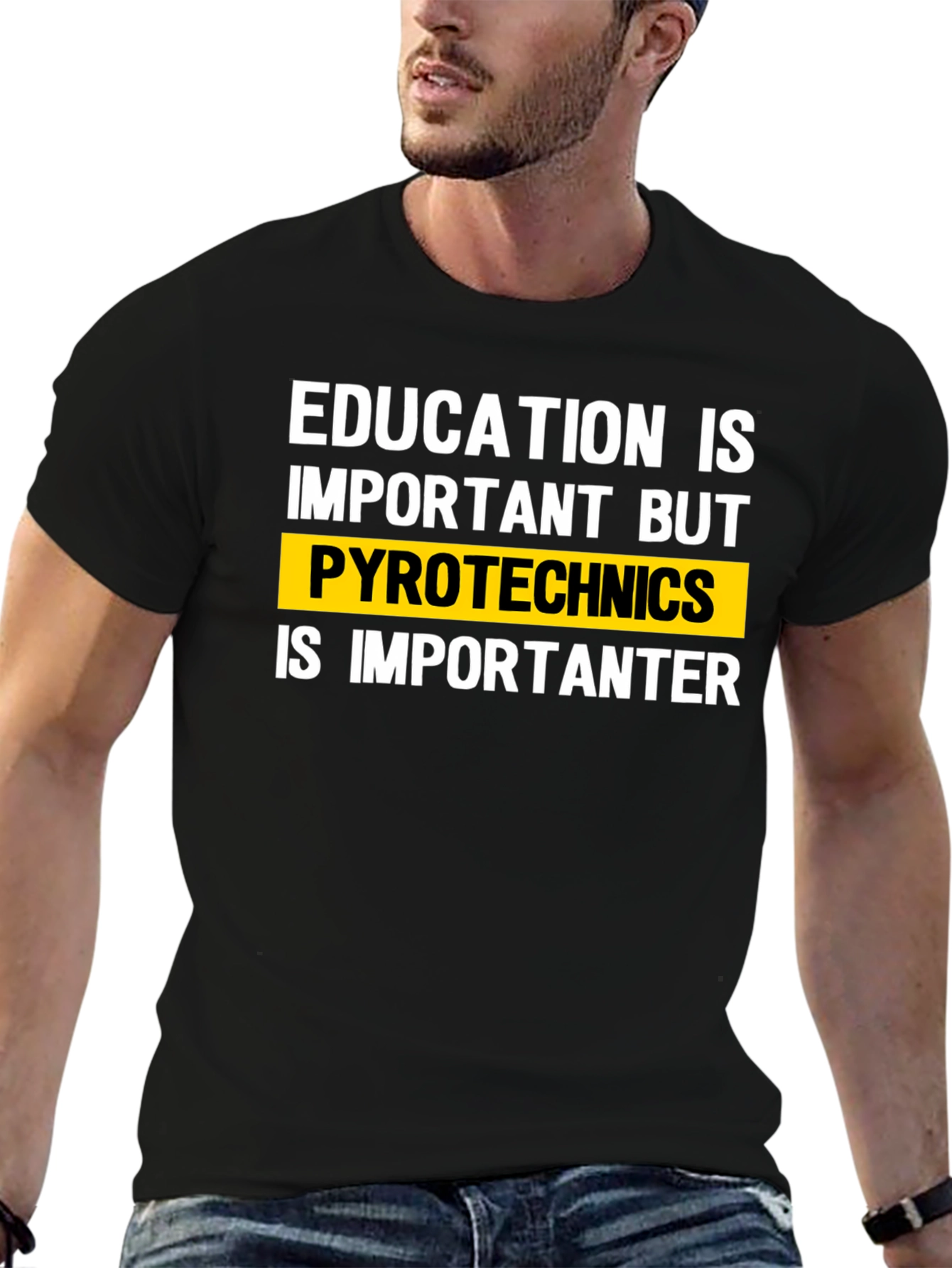 Education vs. Pyrotechnics Funny T-Shirt