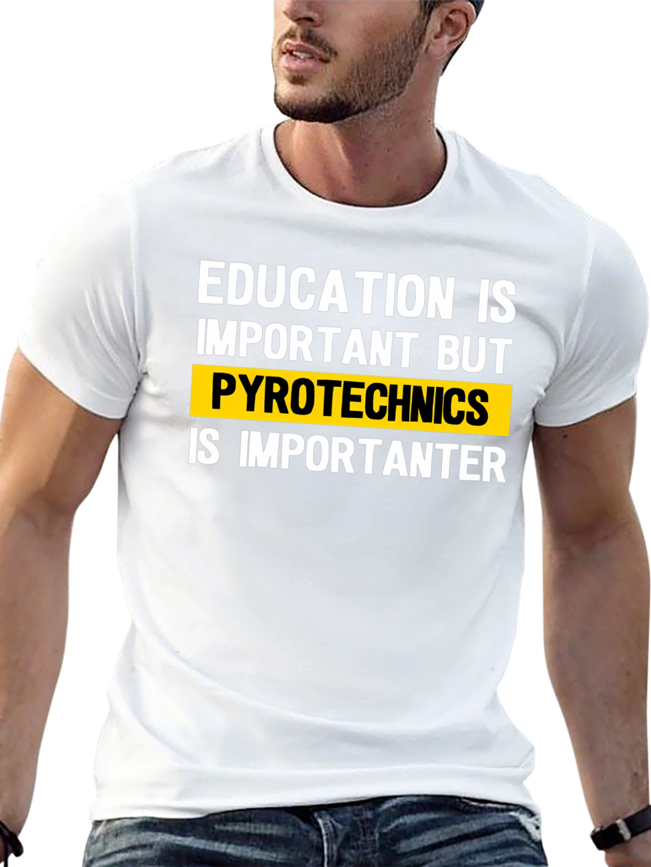 Education vs. Pyrotechnics Funny T-Shirt