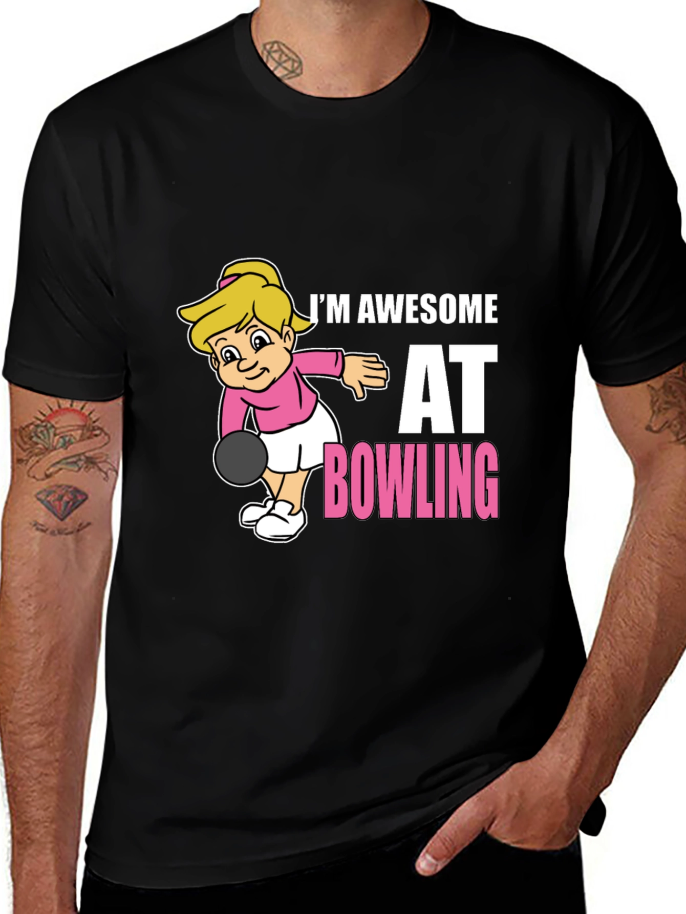 Awesome Bowler T-Shirt - Cartoon Girl Bowling Design