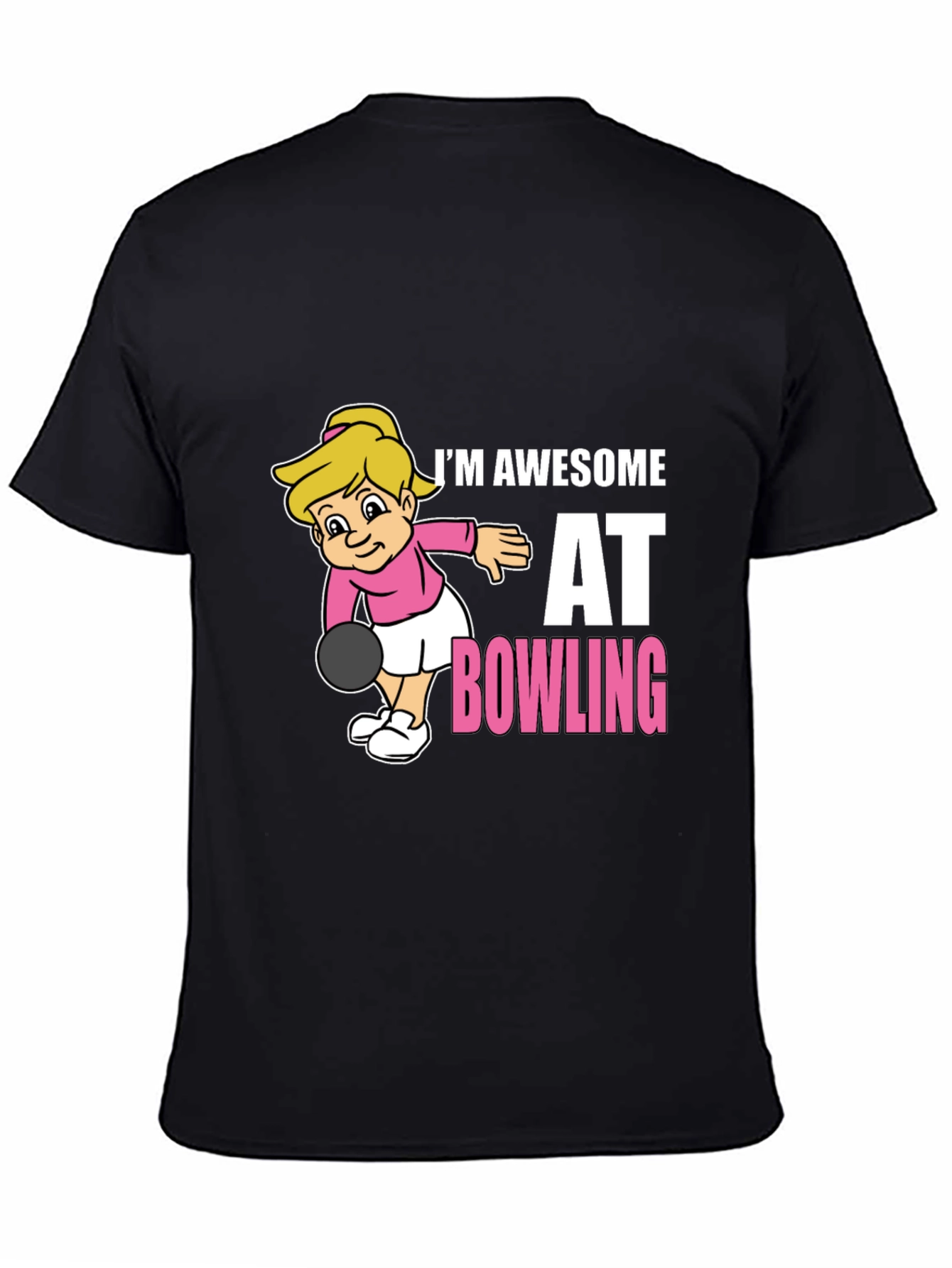 Awesome Bowler T-Shirt - Cartoon Girl Bowling Design