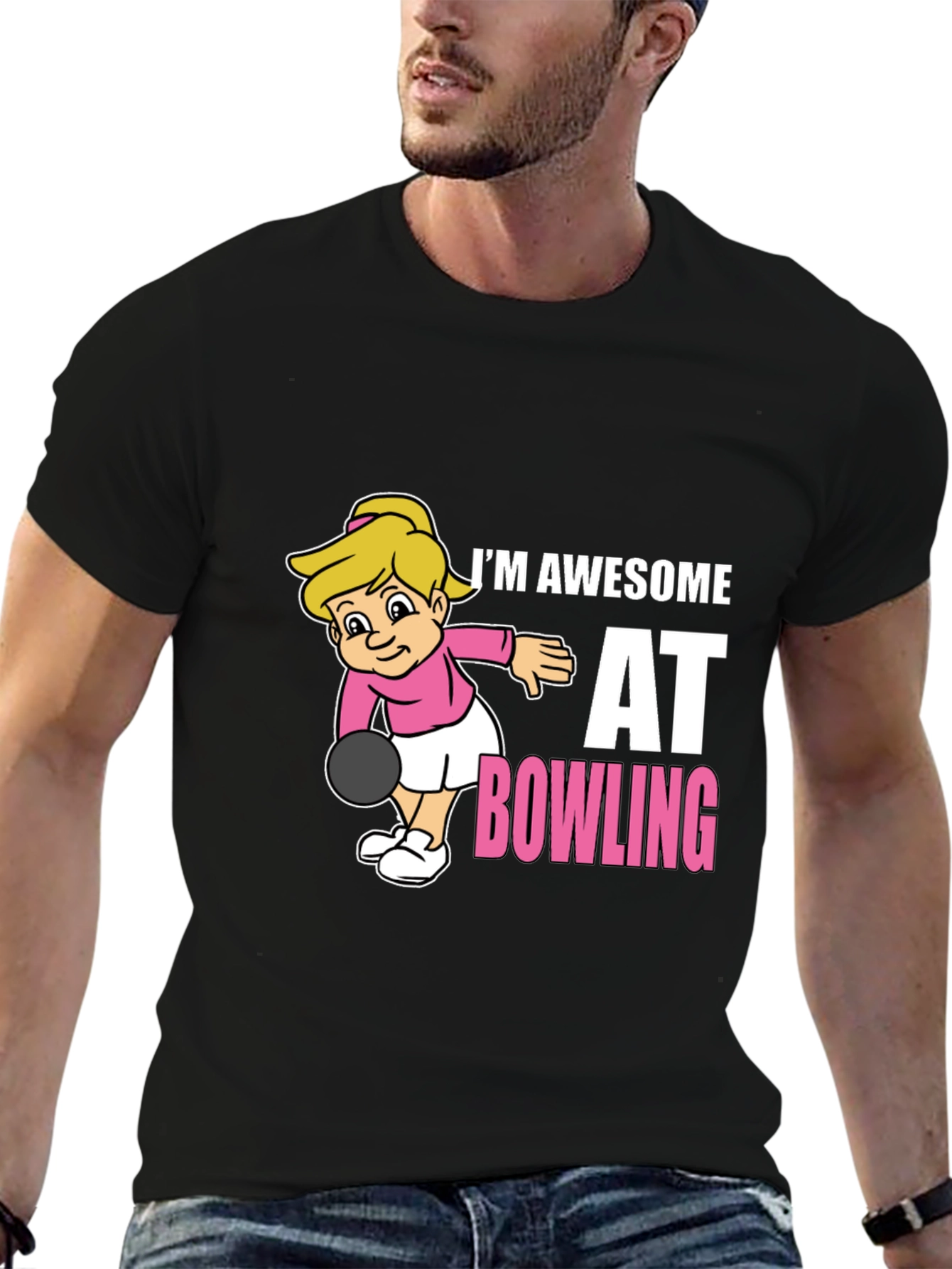 Awesome Bowler T-Shirt - Cartoon Girl Bowling Design