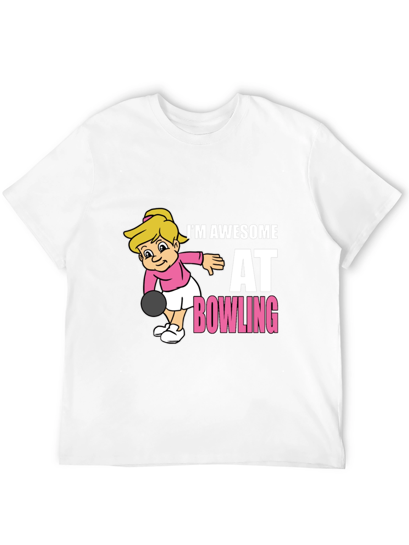 Awesome Bowler T-Shirt - Cartoon Girl Bowling Design