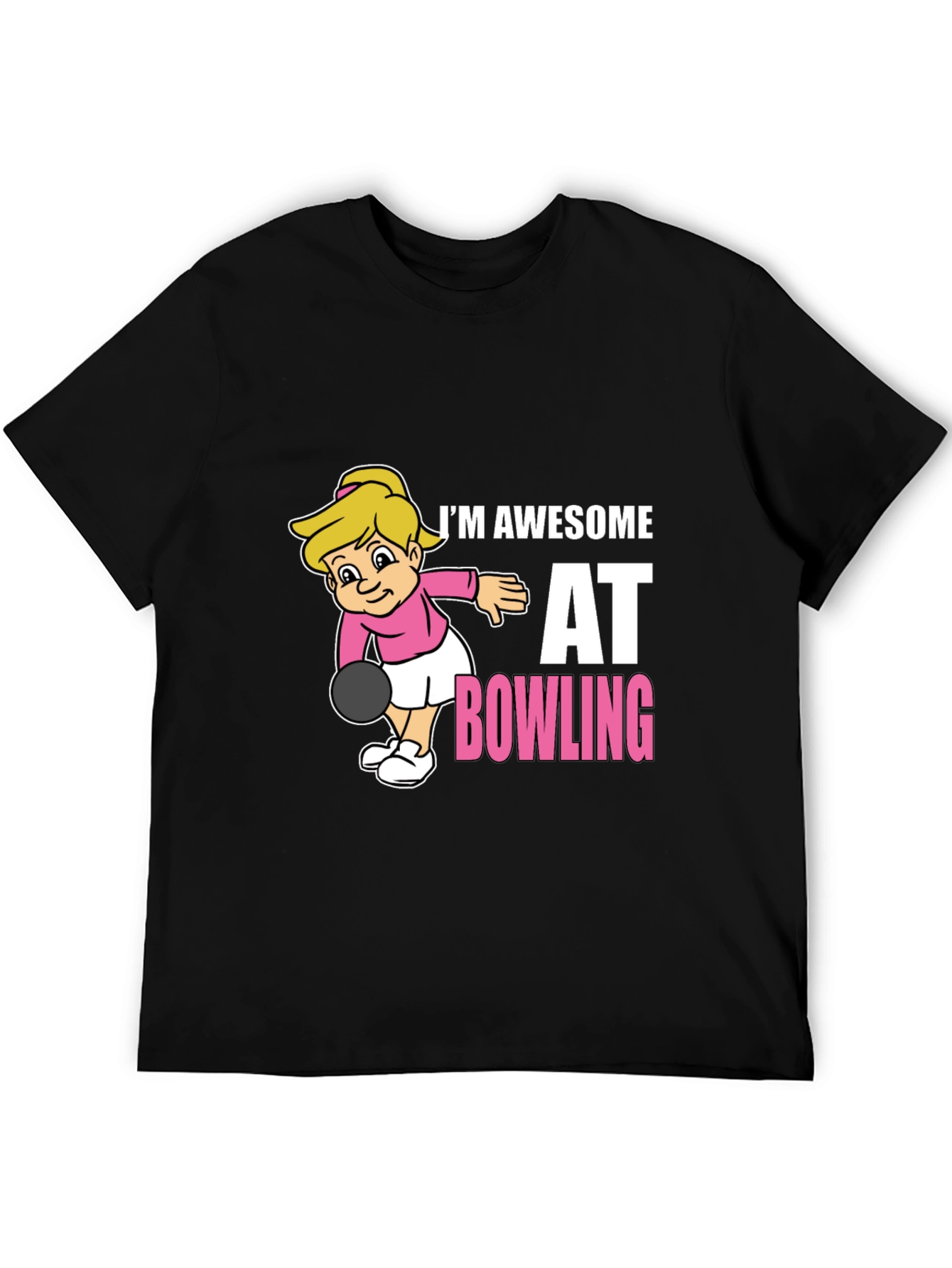 Awesome Bowler T-Shirt - Cartoon Girl Bowling Design