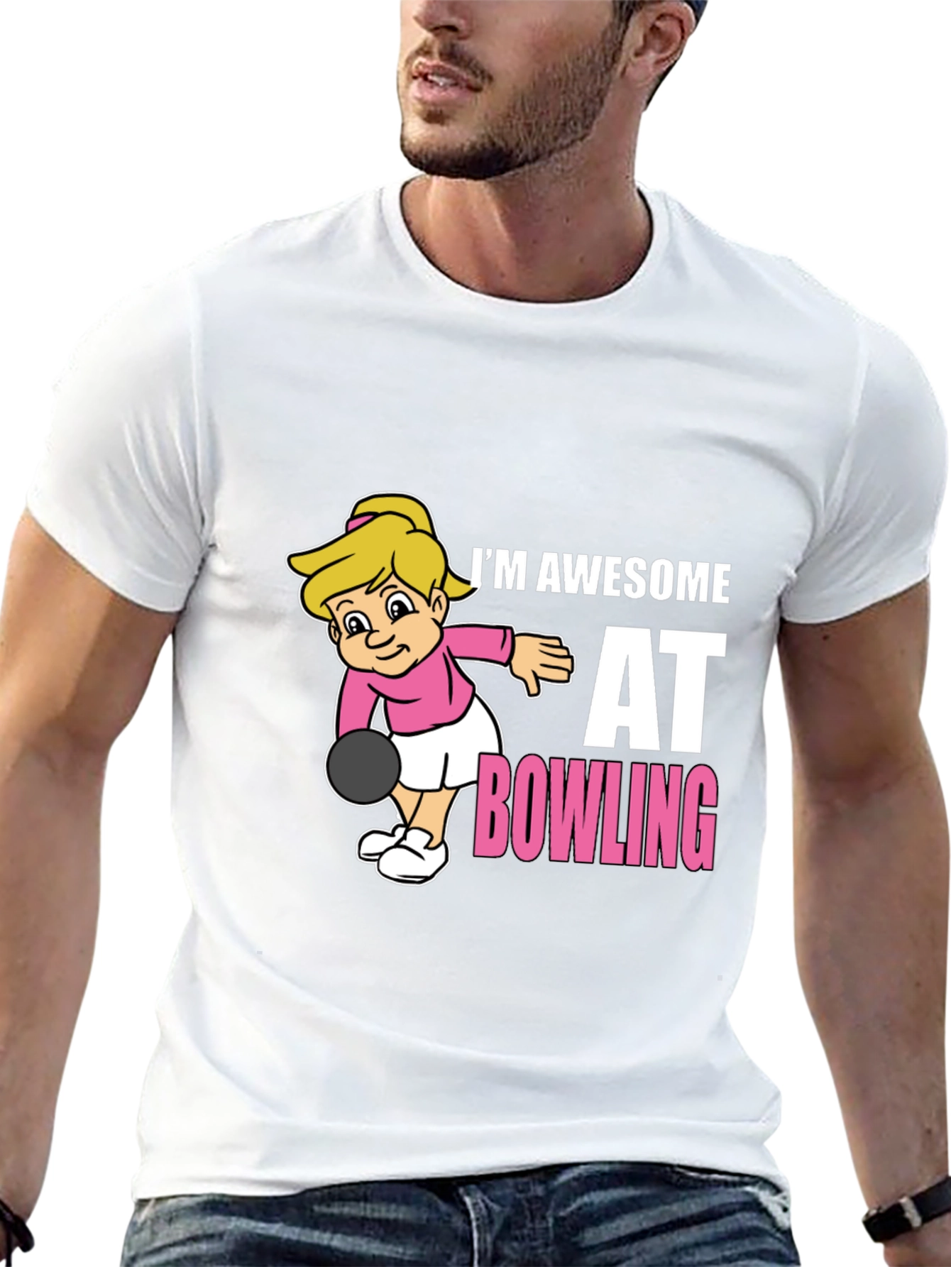 Awesome Bowler T-Shirt - Cartoon Girl Bowling Design