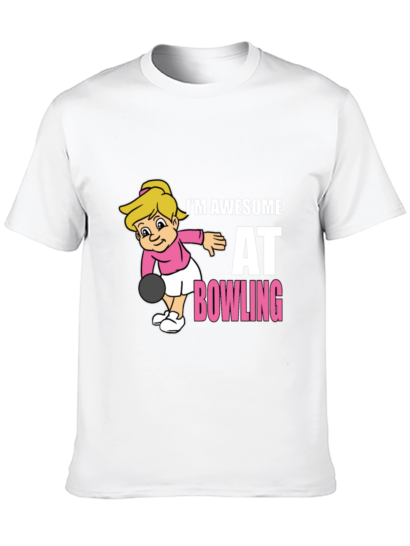 Awesome Bowler T-Shirt - Cartoon Girl Bowling Design
