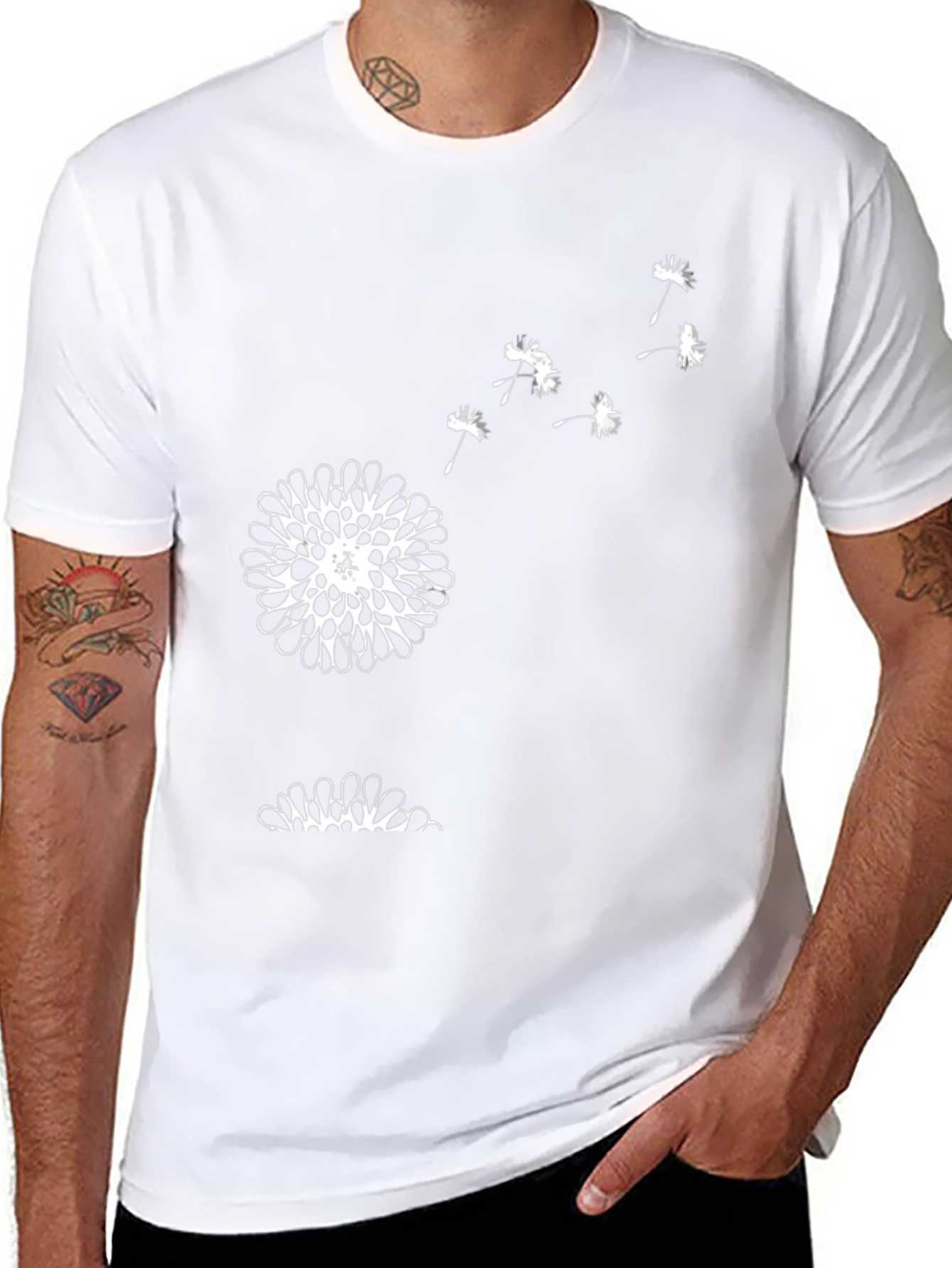 Mens Black Dandelion Graphic Tee