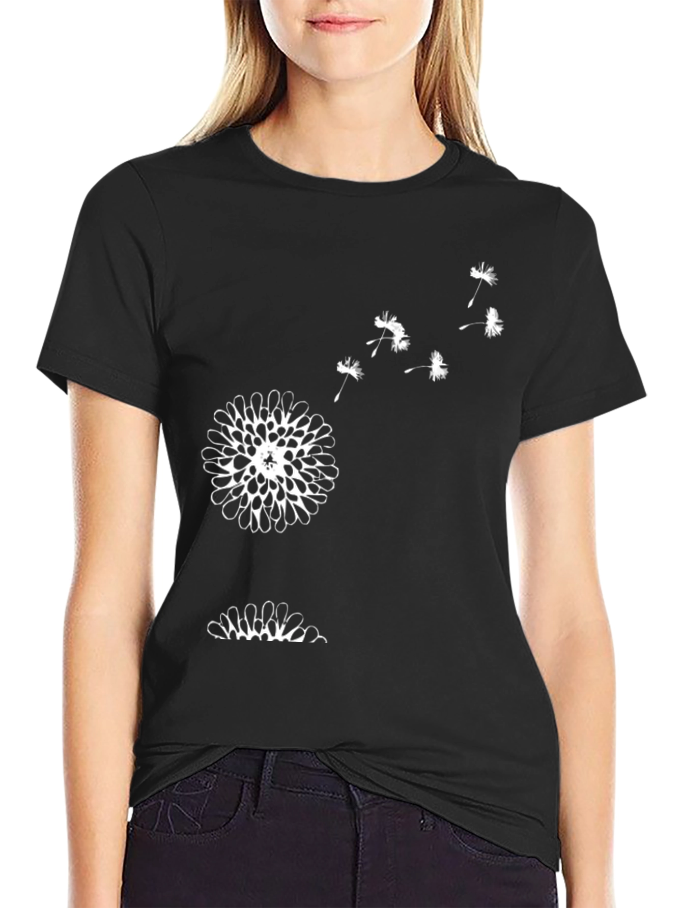 Mens Black Dandelion Graphic Tee