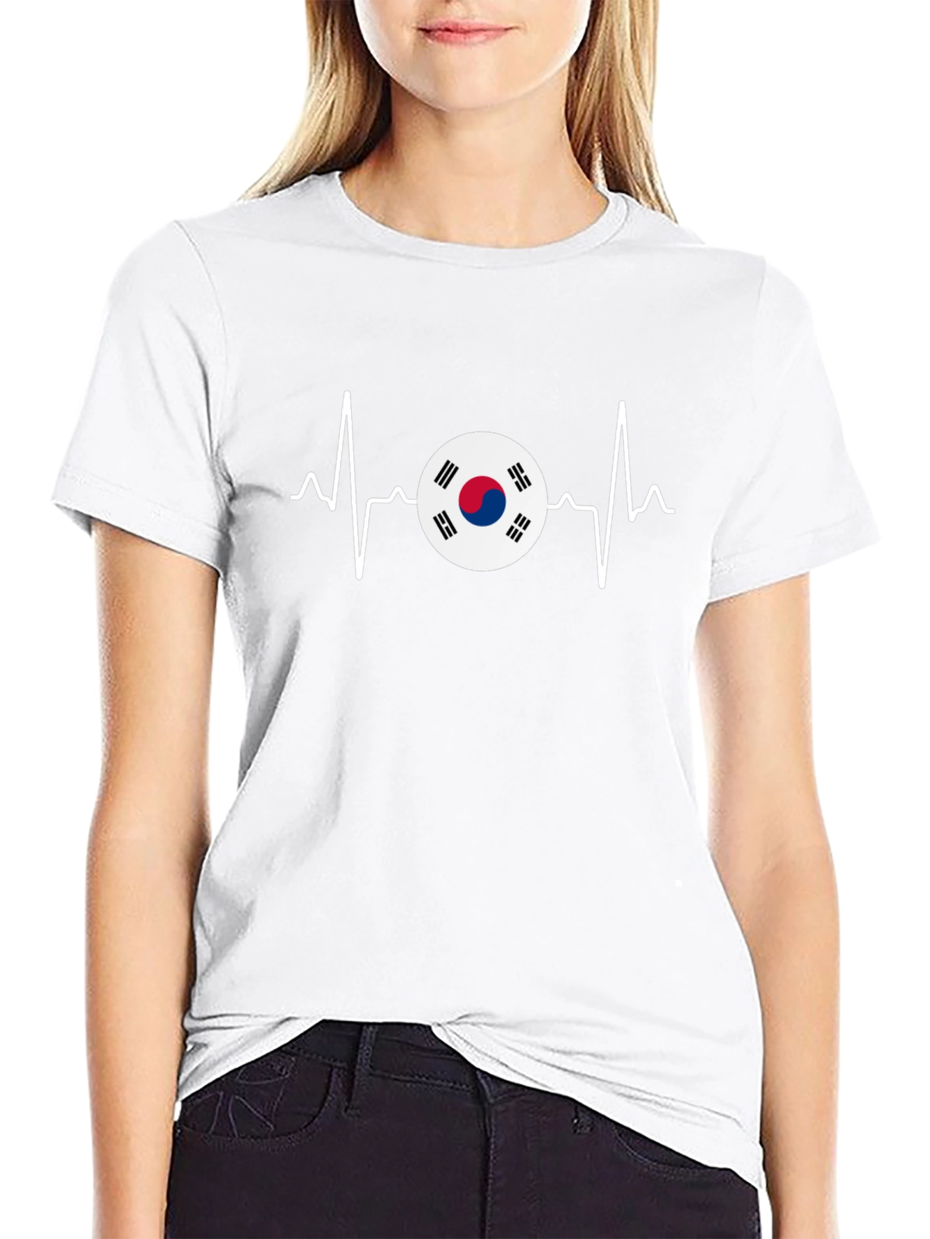 South Korea Flag Heartbeat T-Shirt