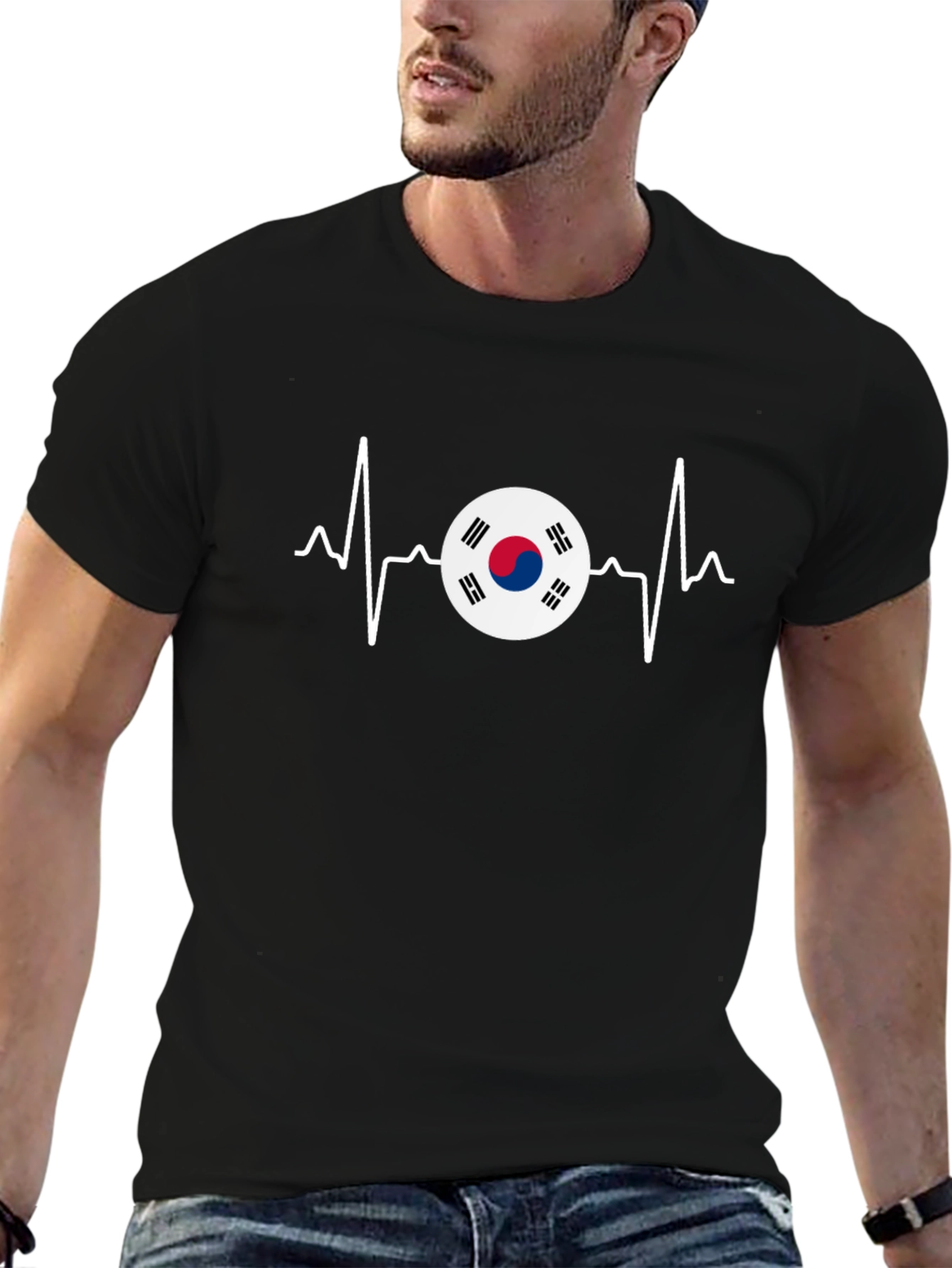 South Korea Flag Heartbeat T-Shirt