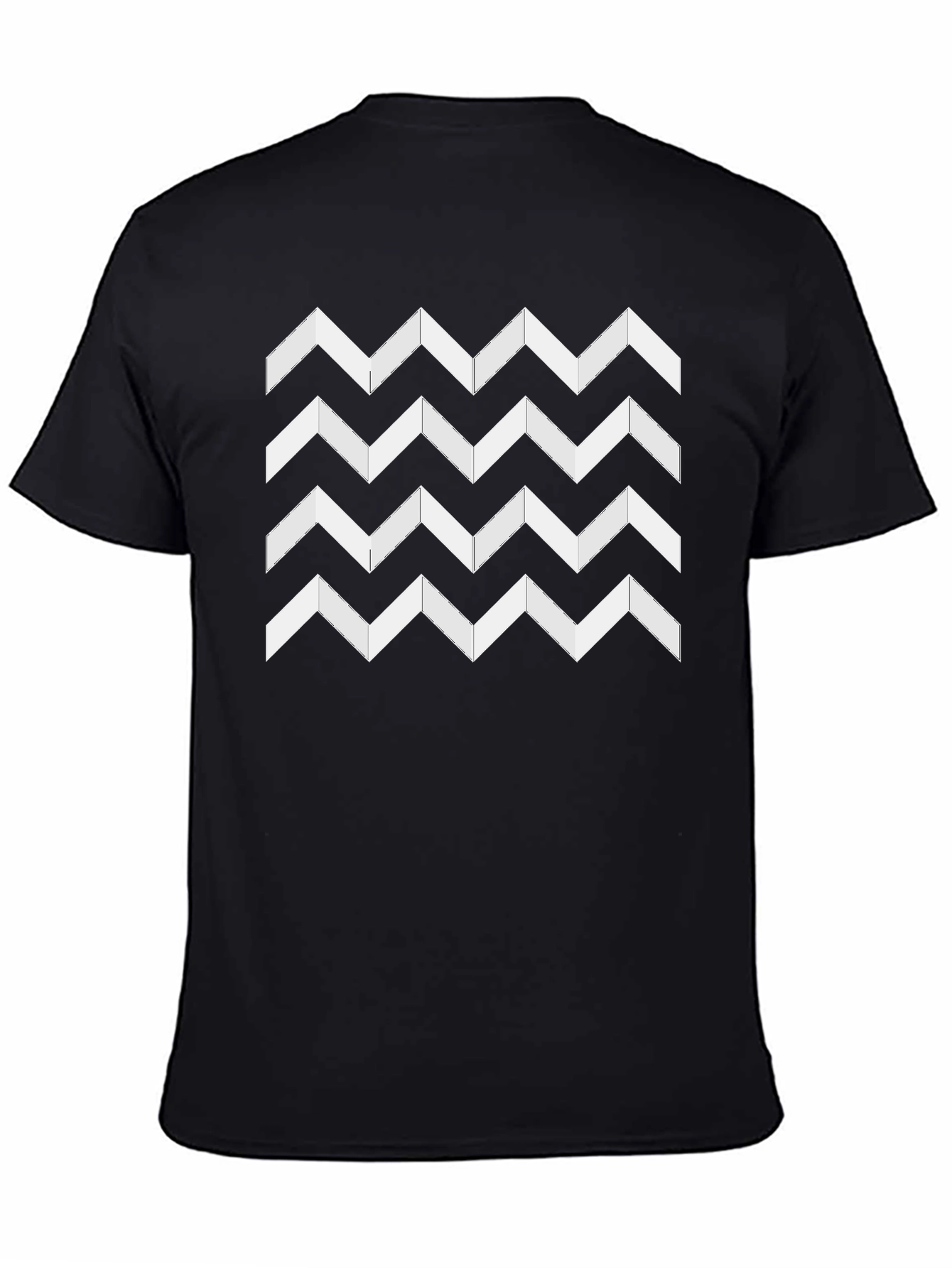 Zig Zag Pattern Black T-Shirt