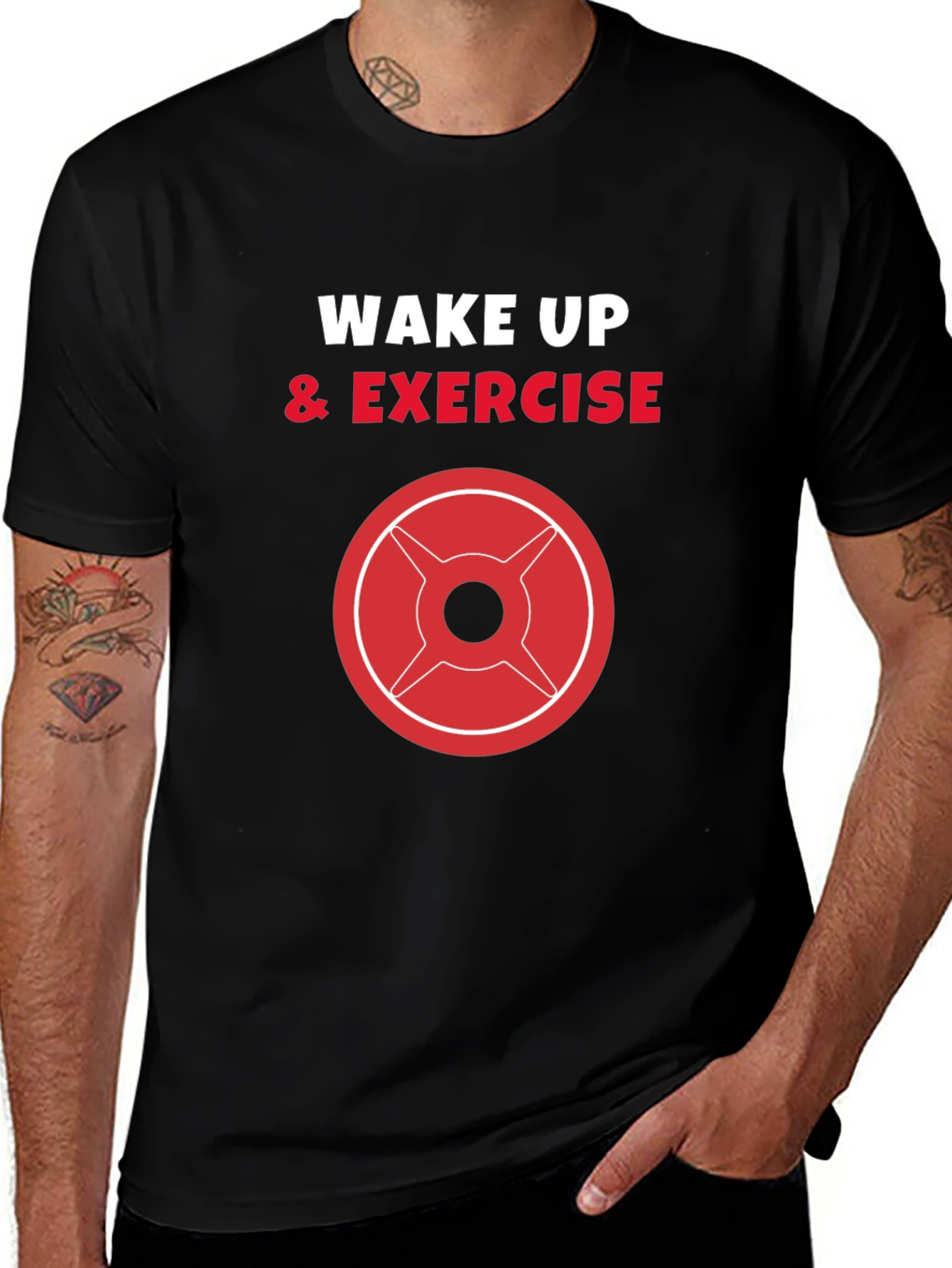 Wake Up & Exercise Black Graphic Tee