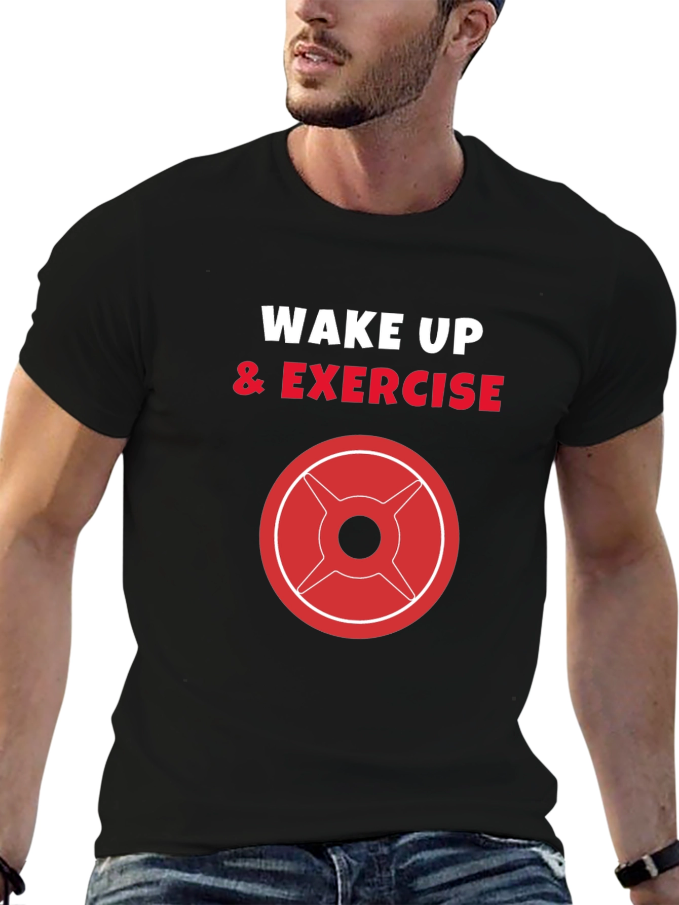 Wake Up & Exercise Black Graphic Tee