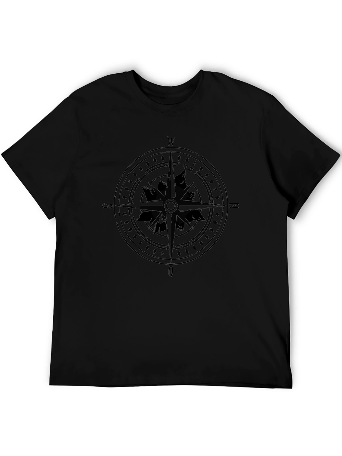 Mens Black Compass Graphic T-Shirt