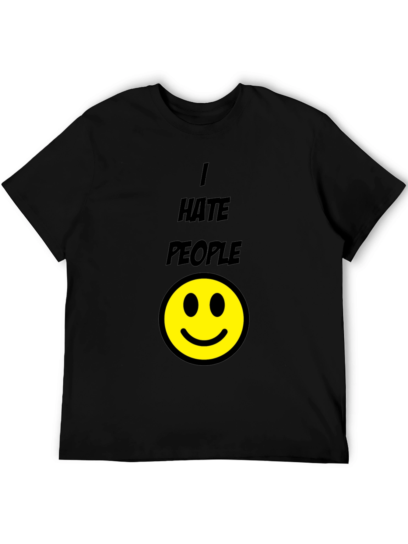 I Hate People Smiley Face Black T-Shirt