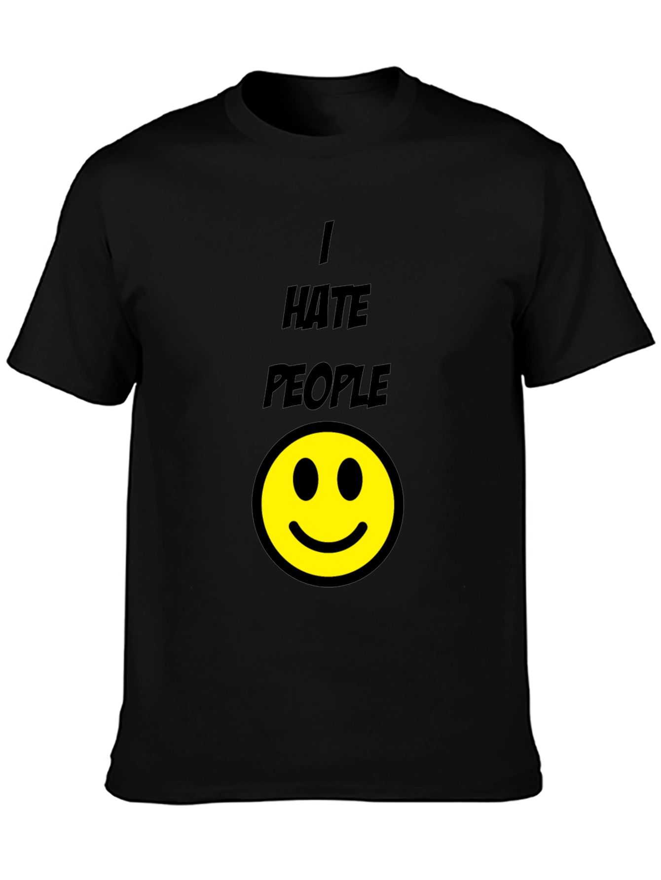 I Hate People Smiley Face Black T-Shirt