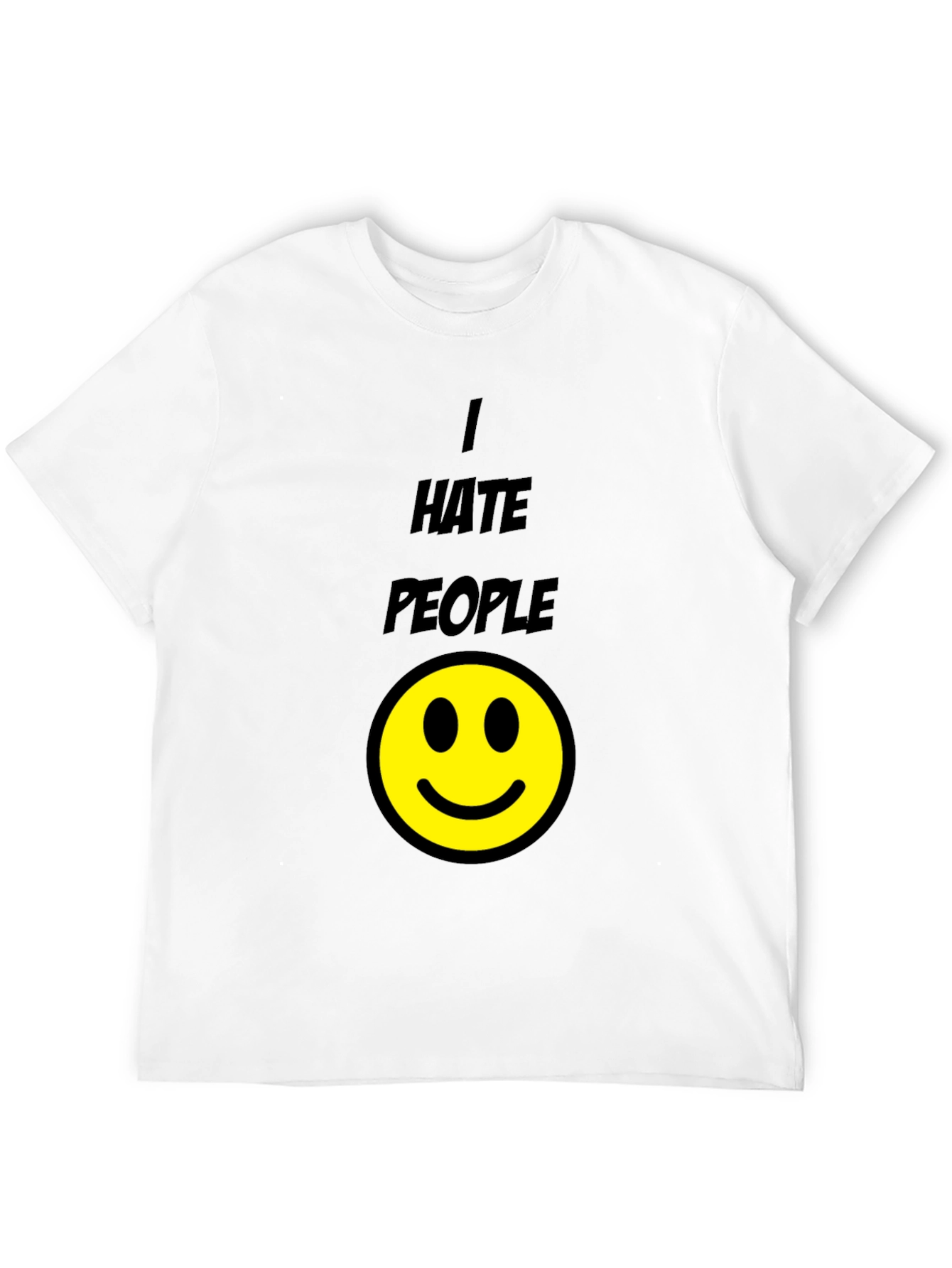 I Hate People Smiley Face Black T-Shirt