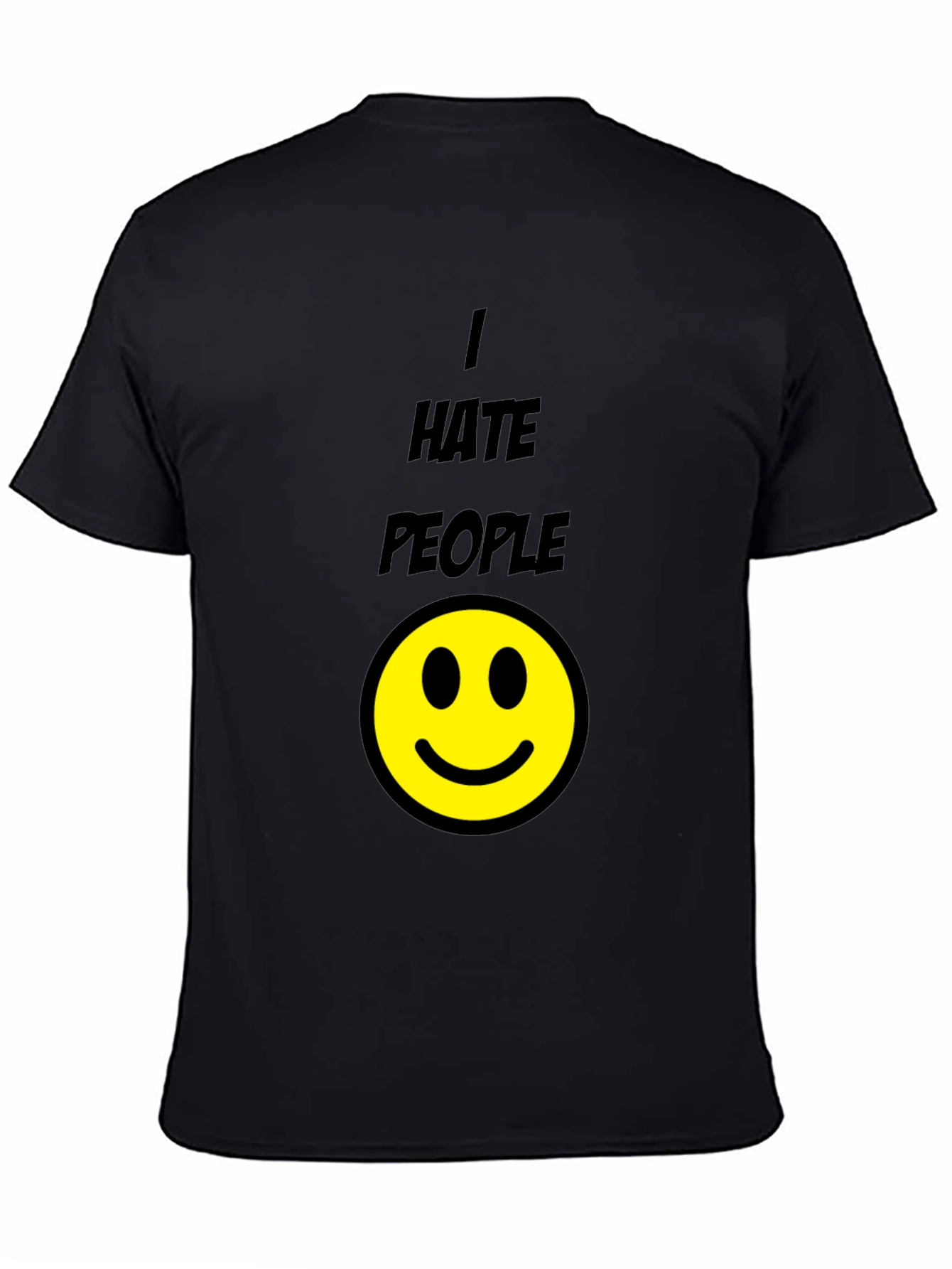 I Hate People Smiley Face Black T-Shirt