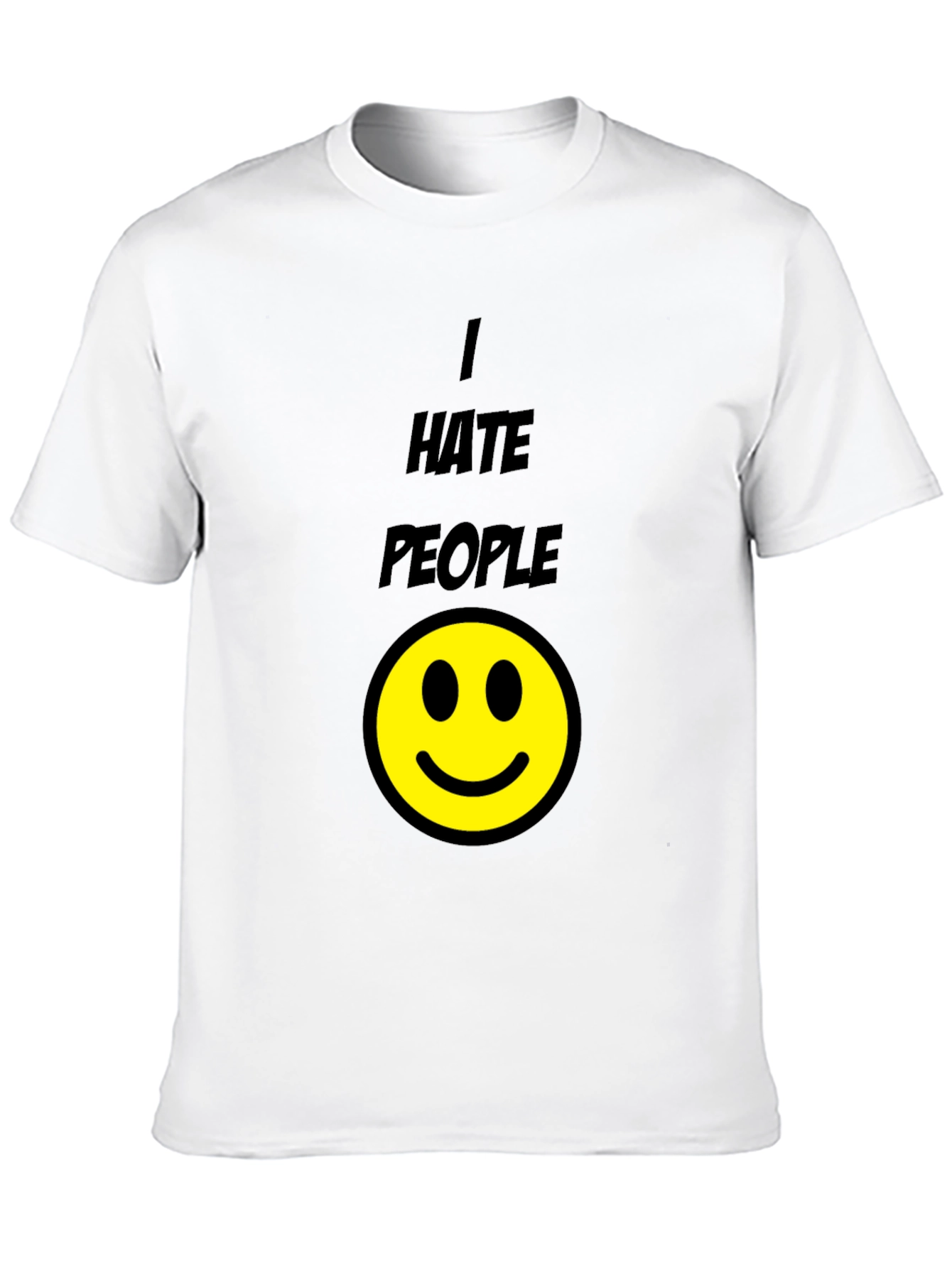 I Hate People Smiley Face Black T-Shirt