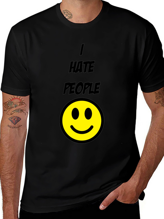 I Hate People Smiley Face Black T-Shirt
