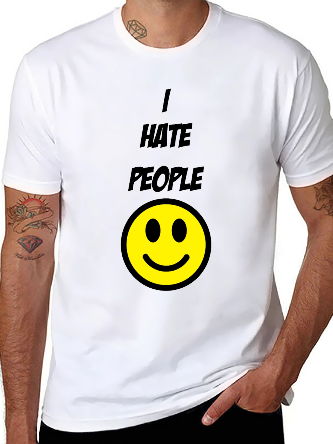 I Hate People Smiley Face Black T-Shirt