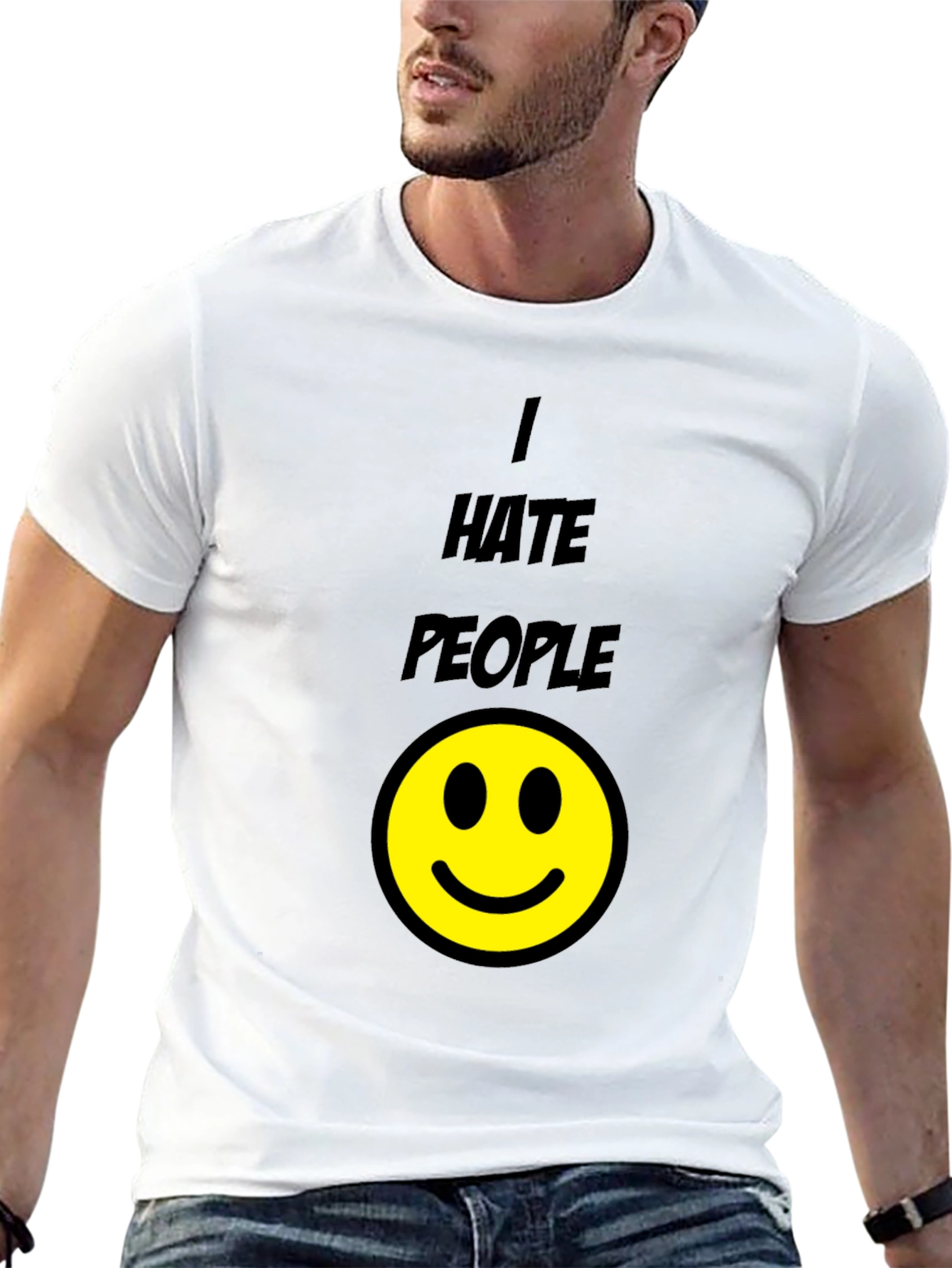 I Hate People Smiley Face Black T-Shirt