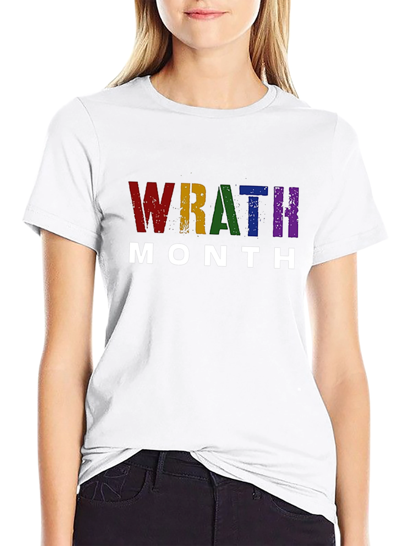 Wrath Month Pride T-Shirt - Rainbow Text Tee