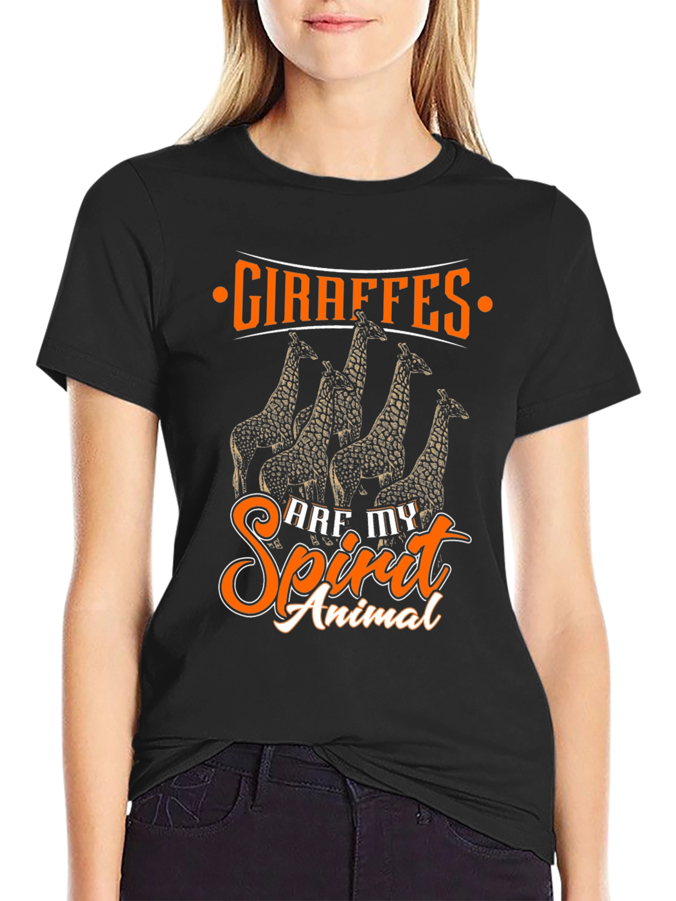 Giraffe Spirit Animal Black Graphic Tee